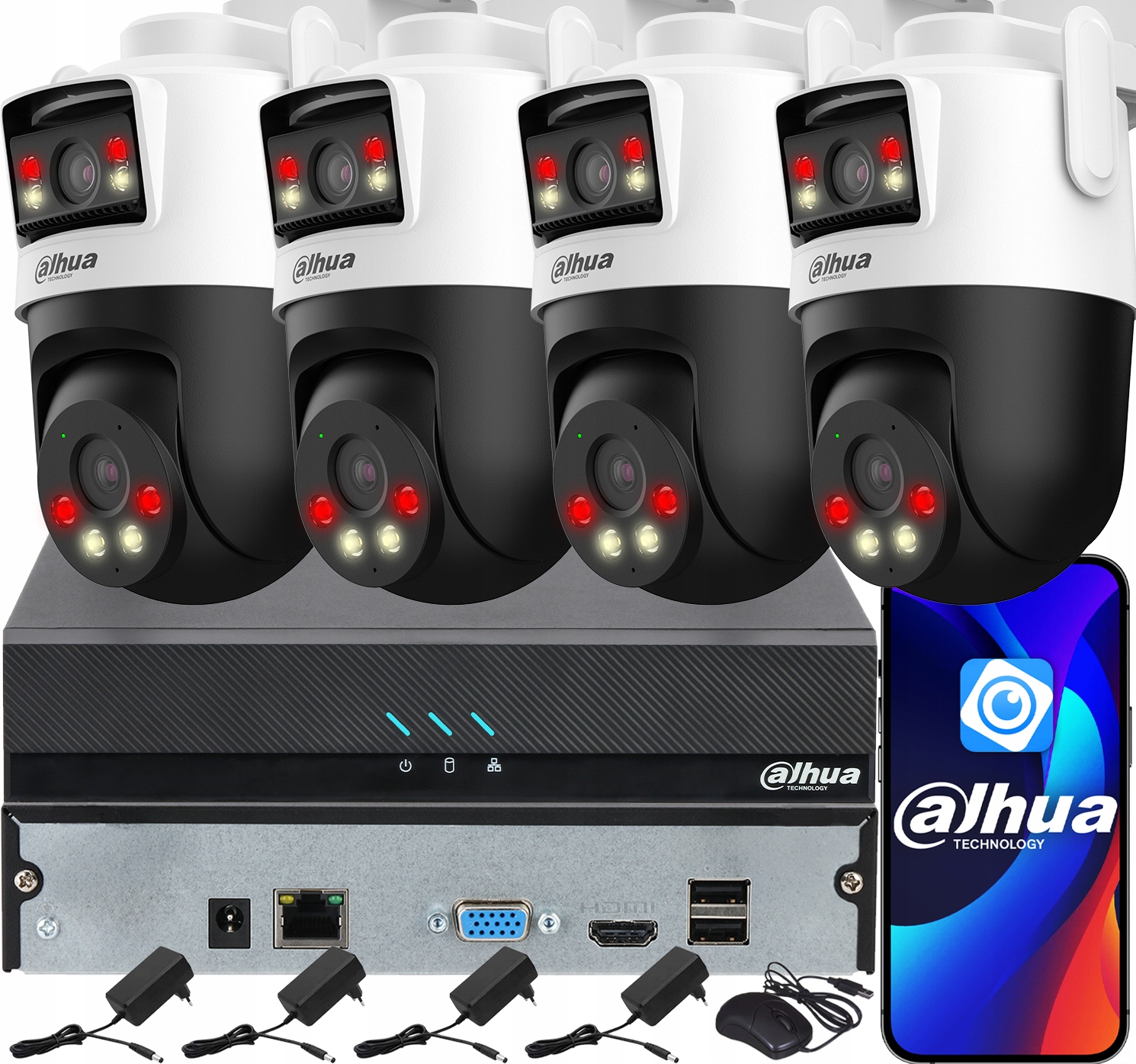 Monitorovací sada Dahua pro 4 kamery 5MPx P5D-5F-PV Smart Dual Light Audio