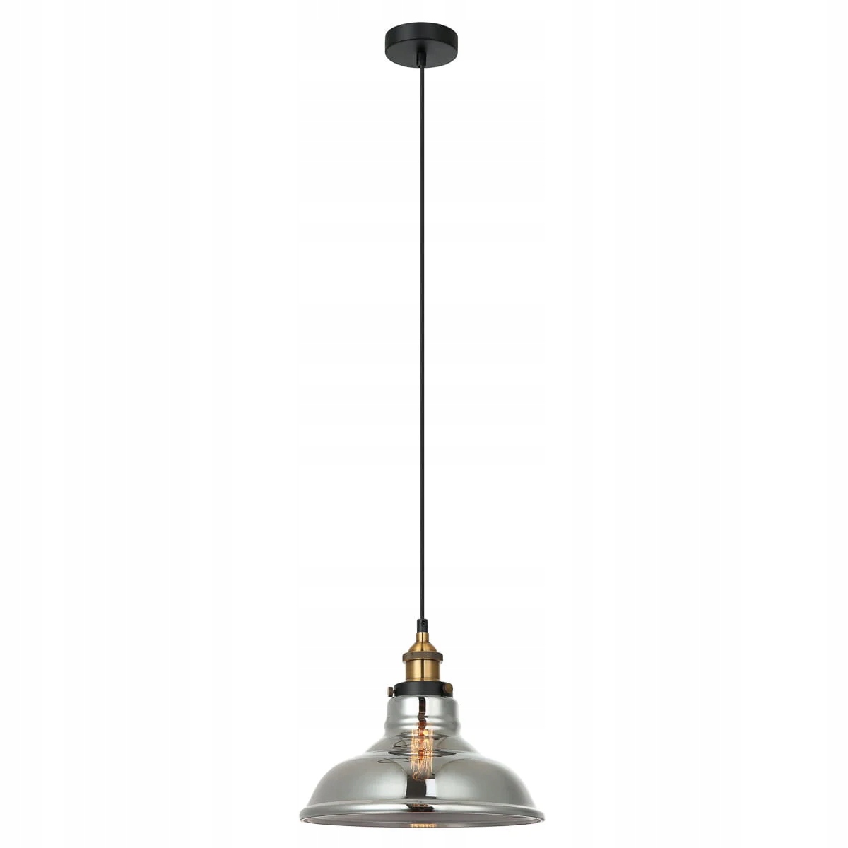Italux Hubert Závěsná lampa černá Ø28 cm Ocel/Sklo E27 Industriální