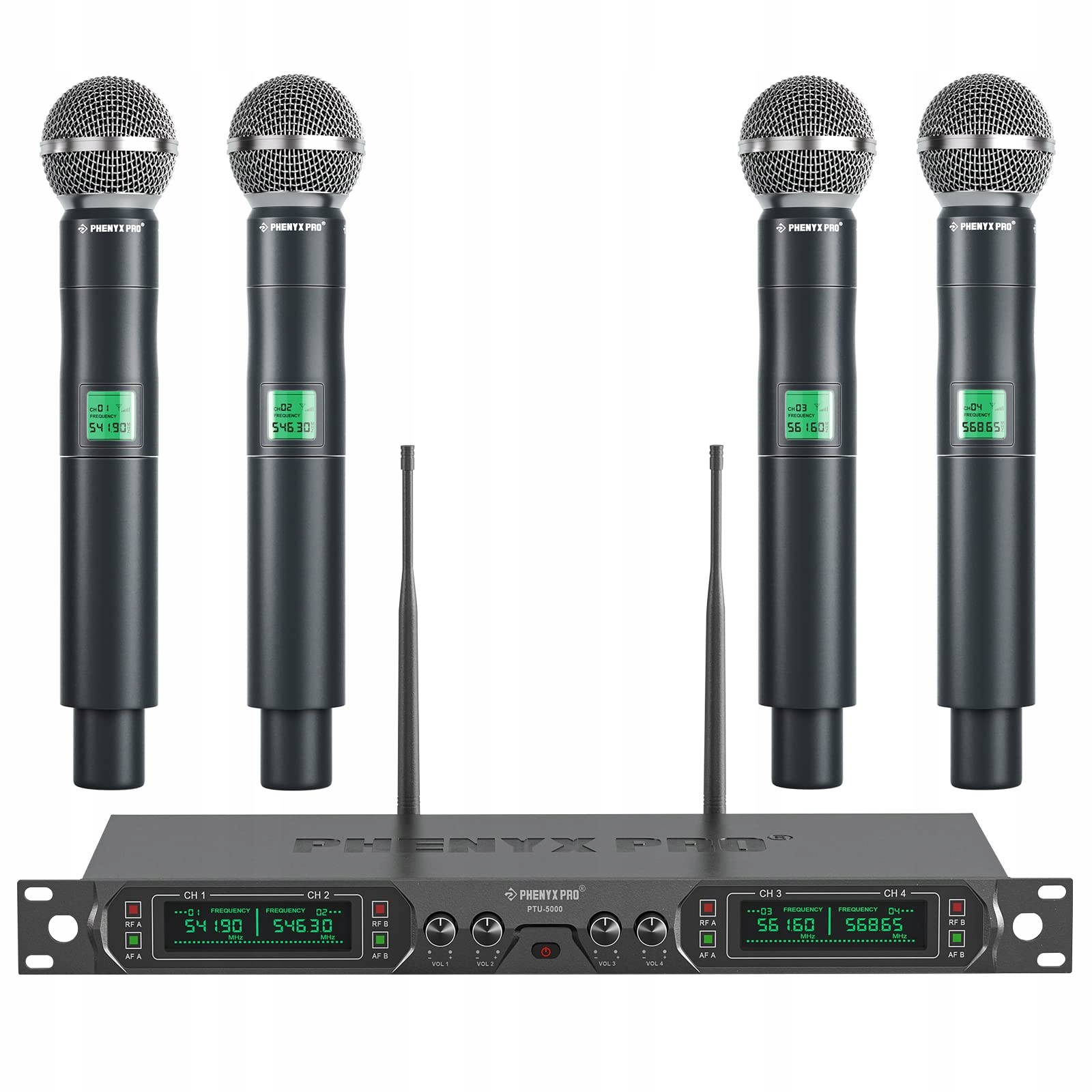 PHENYX PRO Bezprzewodowy Mikrofon Karaoke 4-Kanałowy Zestaw Dla DJ Kościół