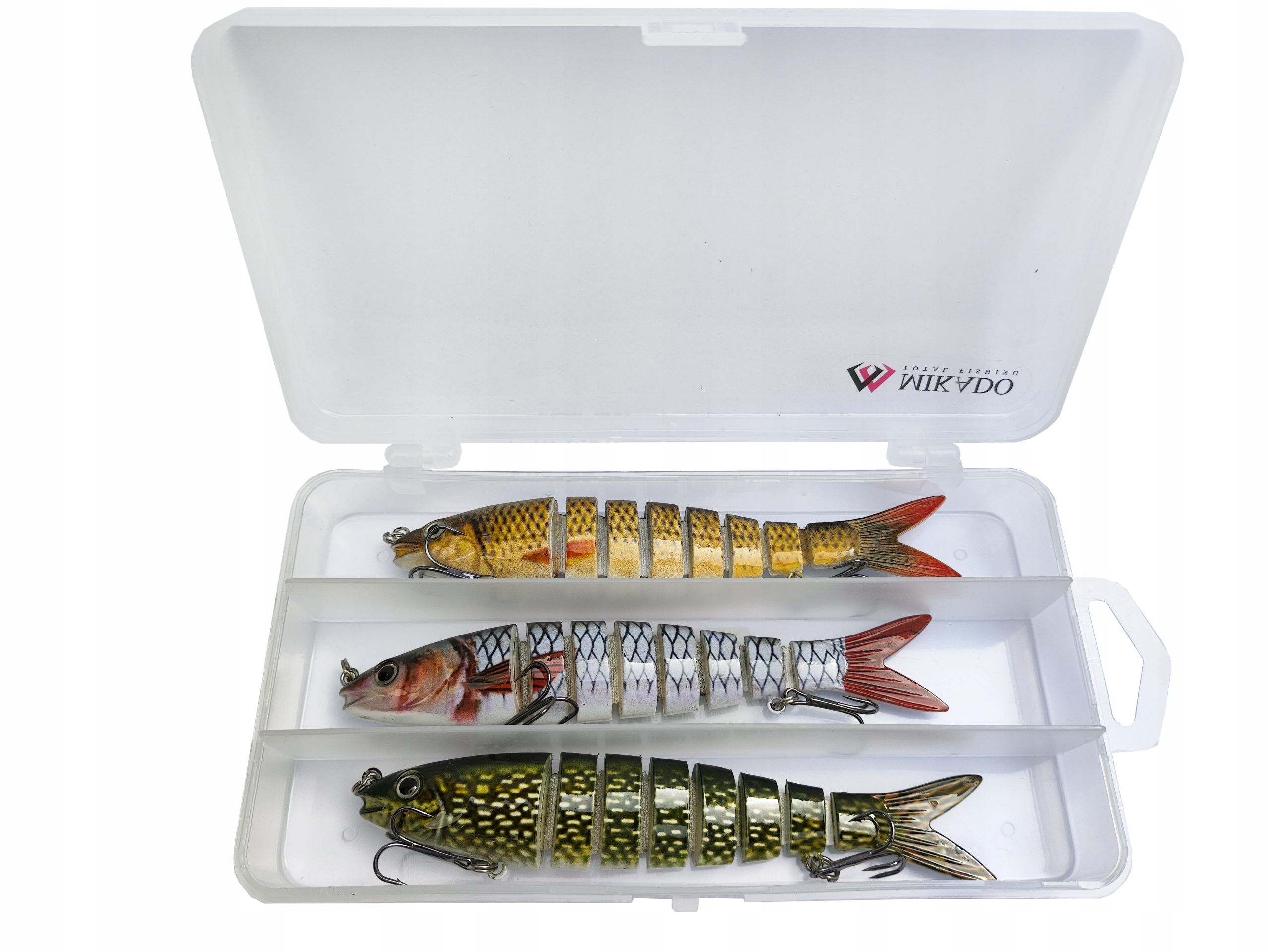 Zestaw woblerów Szczupak 3x Wobler łamany 13,5cm 19g pudełko Mikado