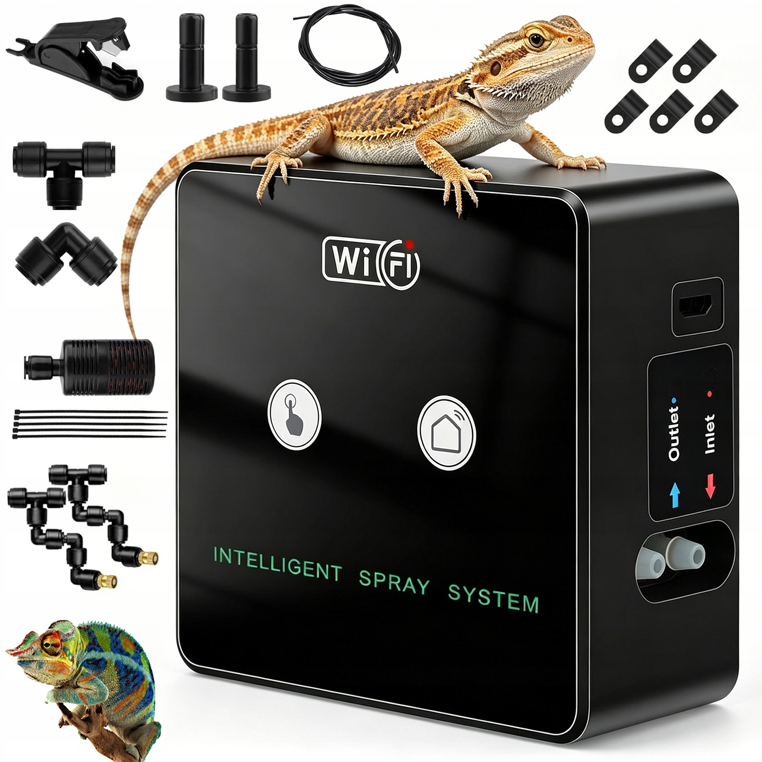 Zvlhčovač Do Terária S Wifi Časovačem 2 Programové Automatické Trysky, Černý