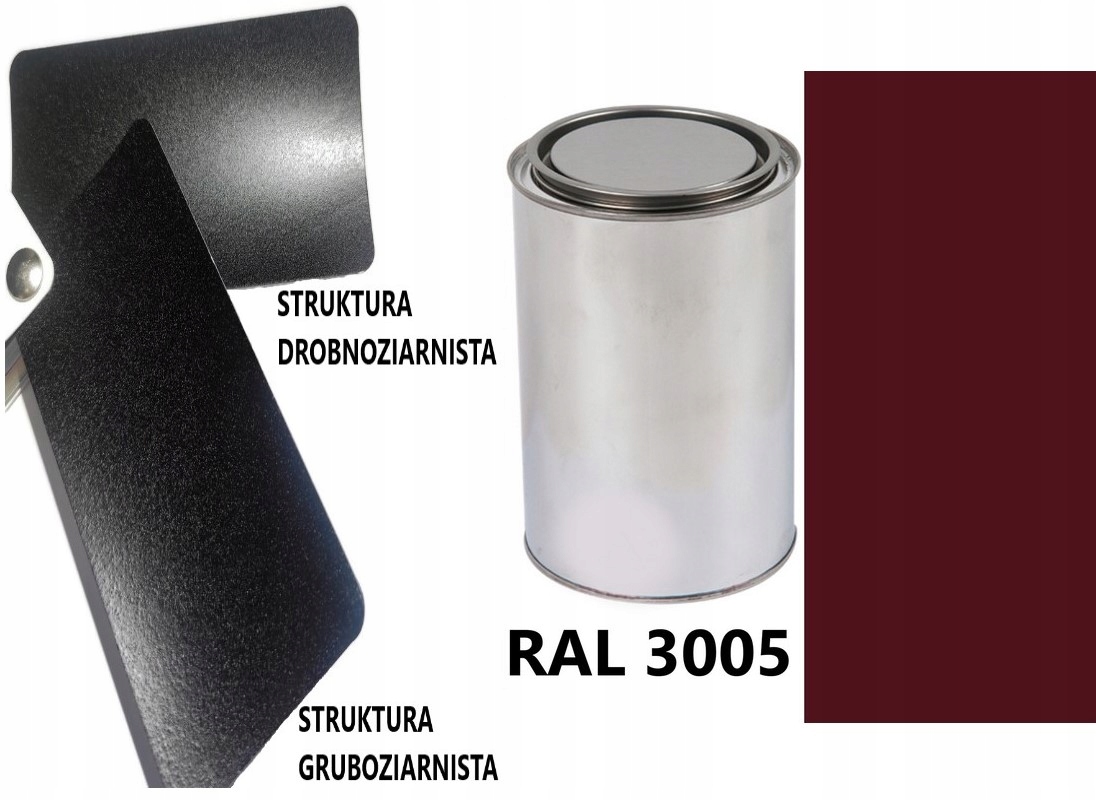 STRUKTURA GRUBOZIARNISTA RAL 3005 MAT 05-08 % DO PLASTIKU METALU AKRYL 1L