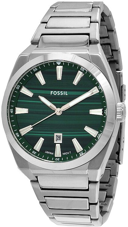 Zegarek Męski Fossil FS6056 Stalowy Z Zieloną Tarczą Data +box
