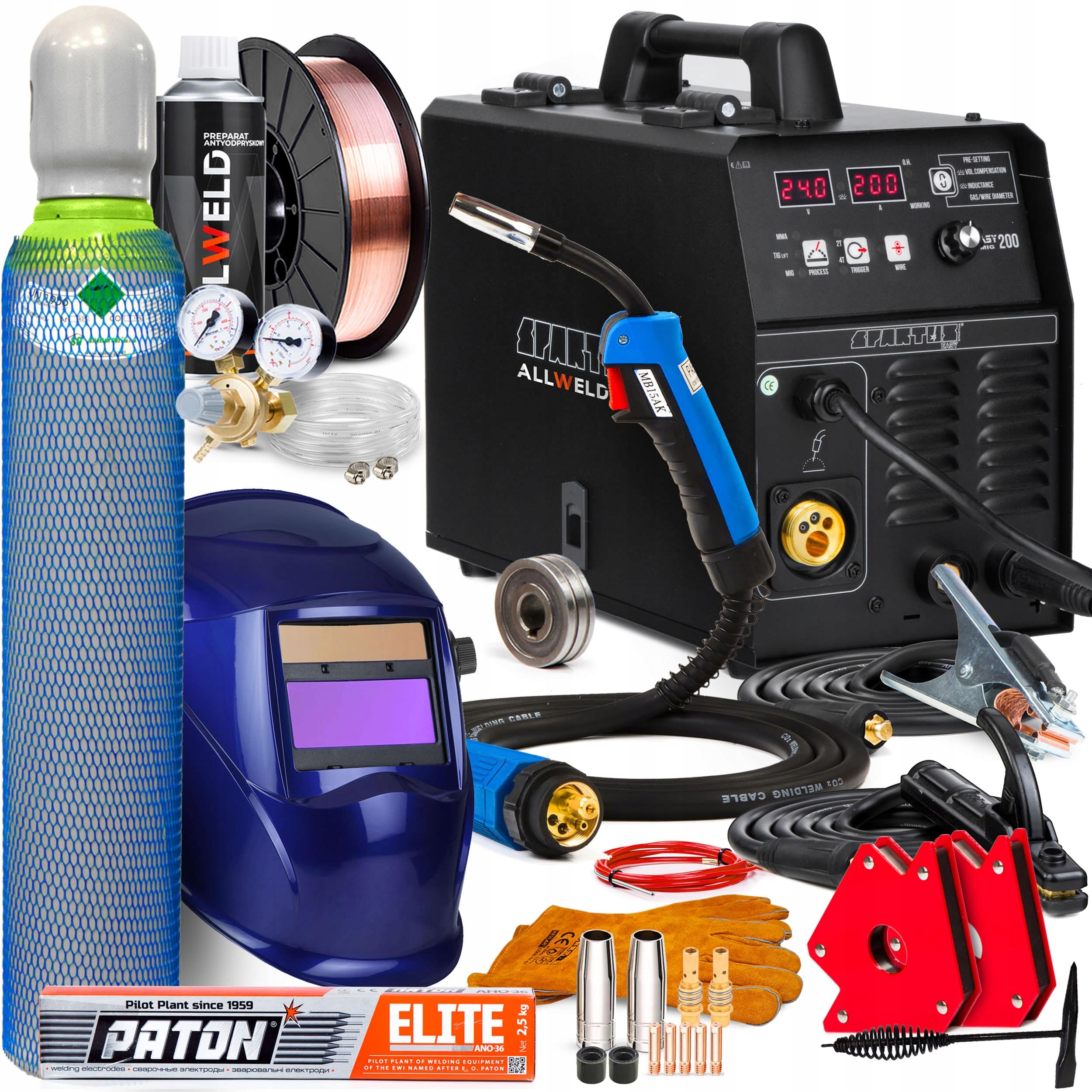 Poloautomatický Svařovací Stroj Spartus Easy Mig 200 Mma Tig 230V 200A Synergie 3V1