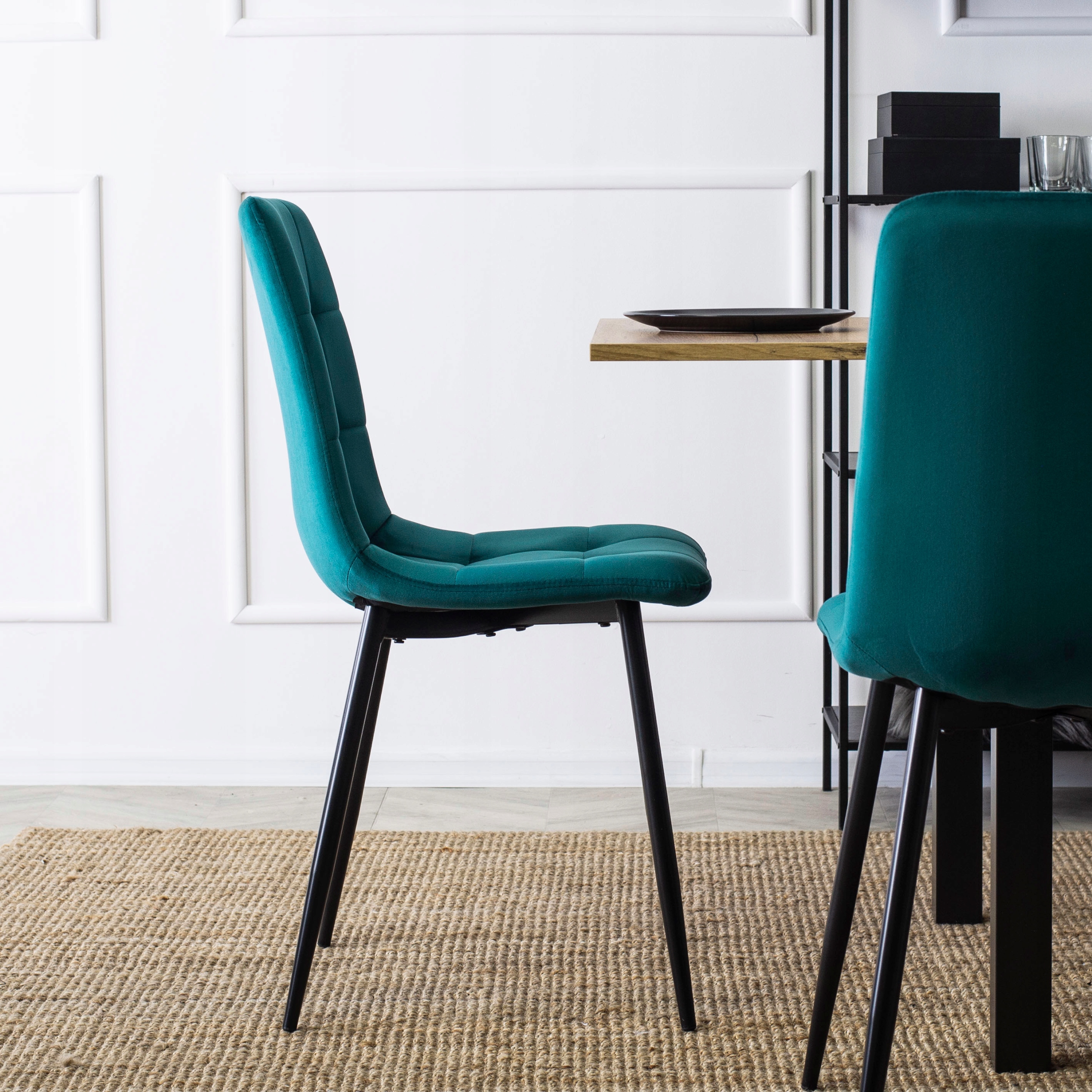 Zestaw Stół 80x160 Rozkładany i 4 Krzesła Welurowe Do Salonu Jadalni Loft Kolor blatu dąb craft