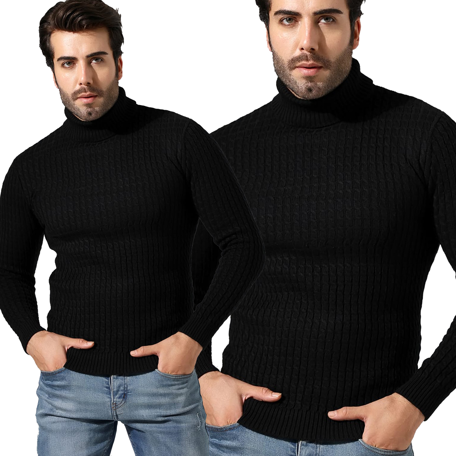 Pánský Svetr Rolák Žebrovaný Vlněný Pružný Elastický