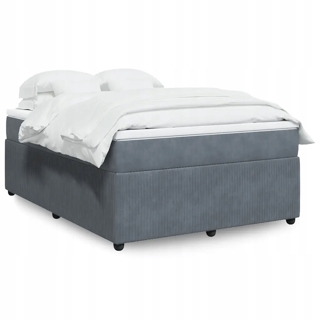 vidaXL Box spring postel s matrací tmavě šedá 140x200 cm samet
