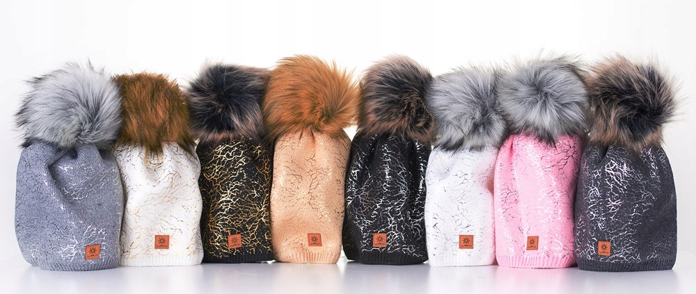 Czapka CARMEN + POMPON + DŻETY UNIWERSALNA OCIEPLA Rozmiar M/L