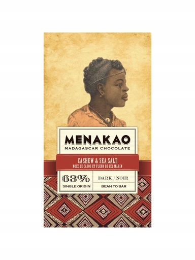 Levně 2x Menakao tmavá čokoláda 63% solené kešu ořechy 75 g