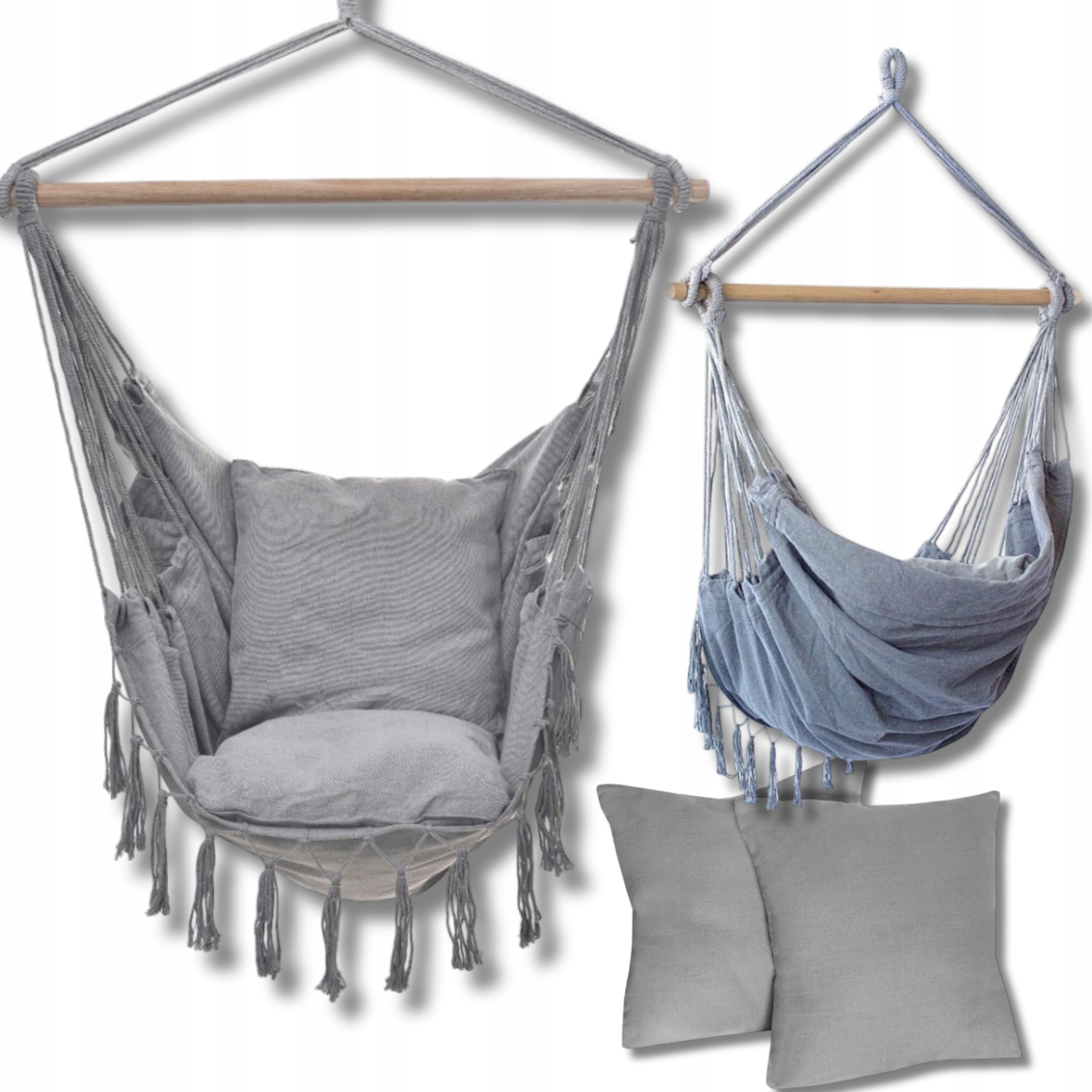 Brazilská Houpací Síť, Zahradní Houpačka Síť, Závěsné Křeslo, Boho Křeslo 2X Polštář