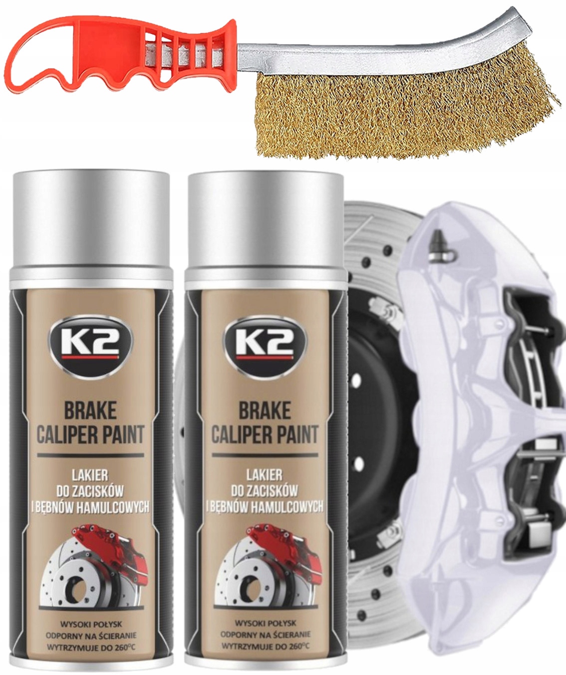 2x K2 Brake Caliper Farba Lakier Do Zacisków Hamulcowych Spray Srebrny