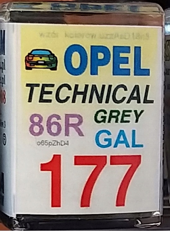 

Zaprawka Lakiernicza Opel 177 technical grey 86R
