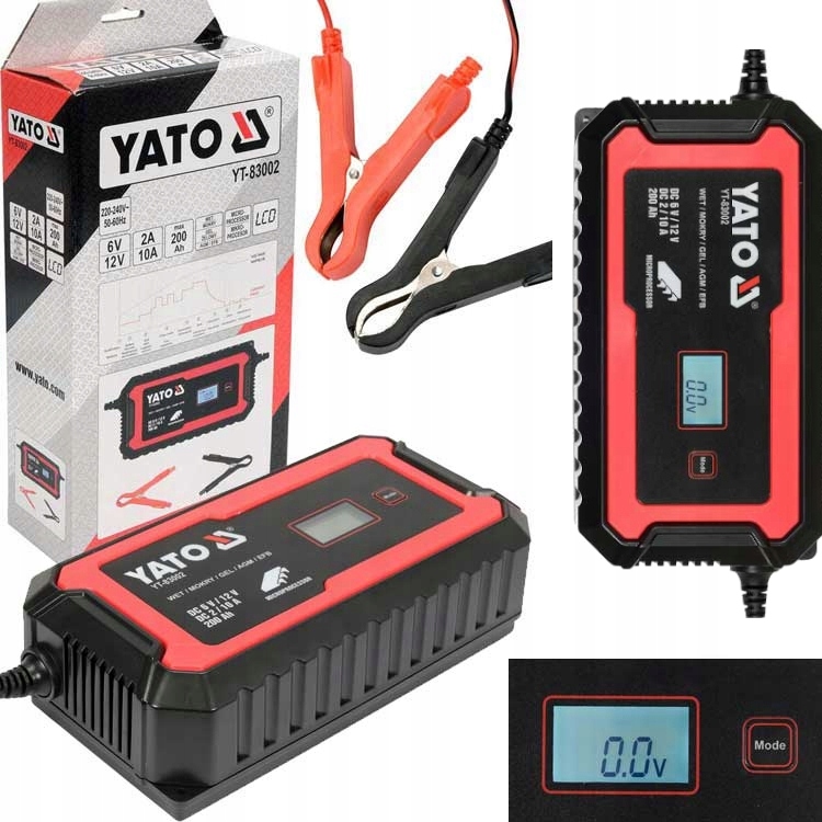 Yato Prostownik Elektroniczny LCD Ładowarka Agm Gel 6V/2A, 12V/10A