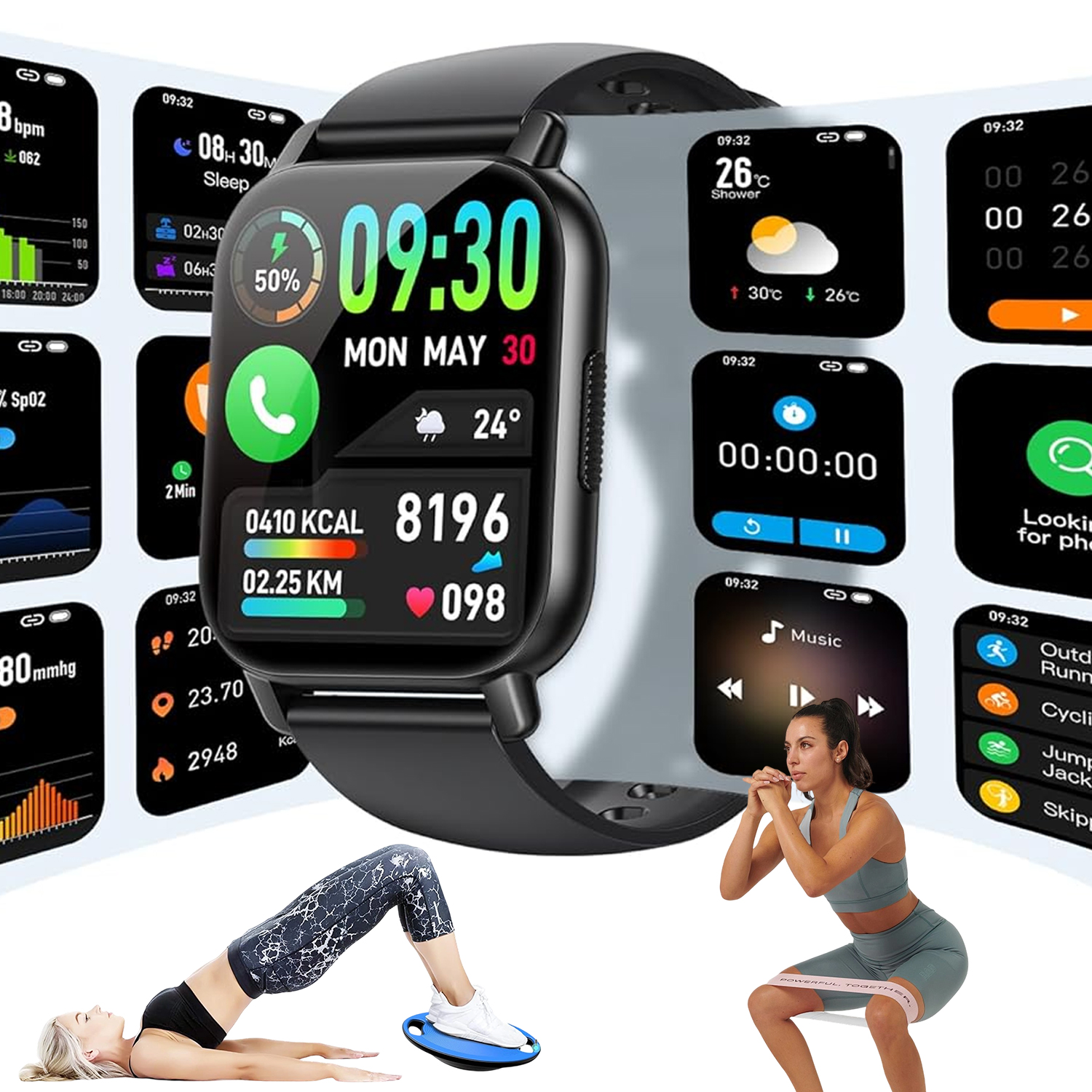 Smartwatch Y6 Pro 1.85 Cala Bluetooth 5.4 111 Trybów Sportowych IP68 Czarny