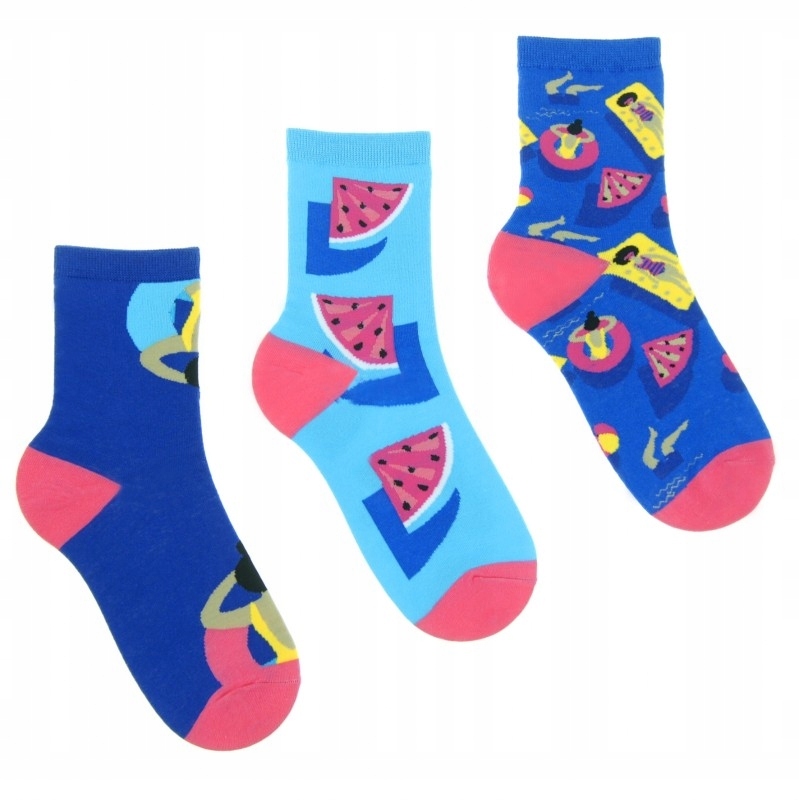 

( 3X ) Kolorowe Skarpetki Damskie Bawełniane Moraj