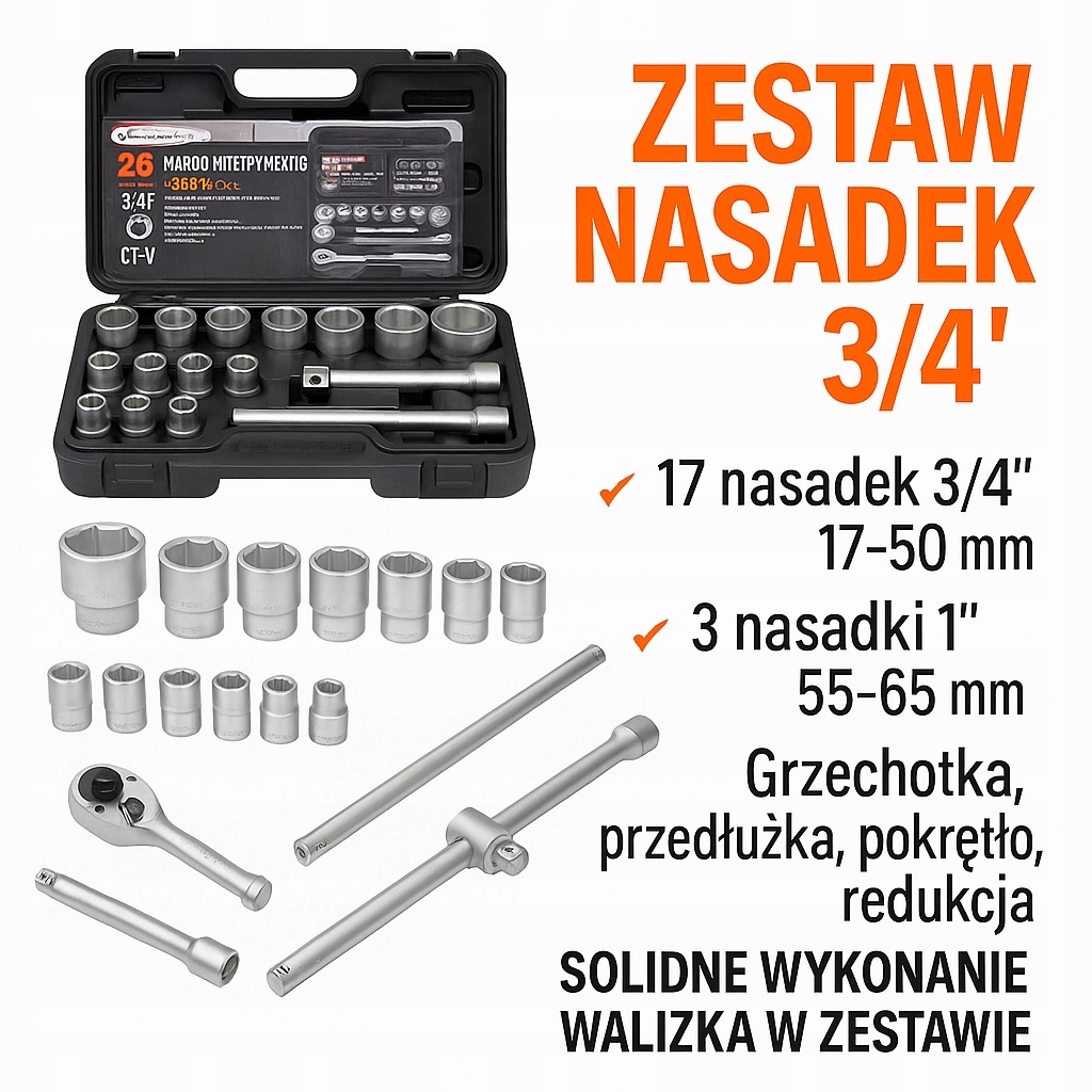 Sada Nástrčné Kľúče Nadstavce 3/4 26E Tir bus kľúče na kolesá