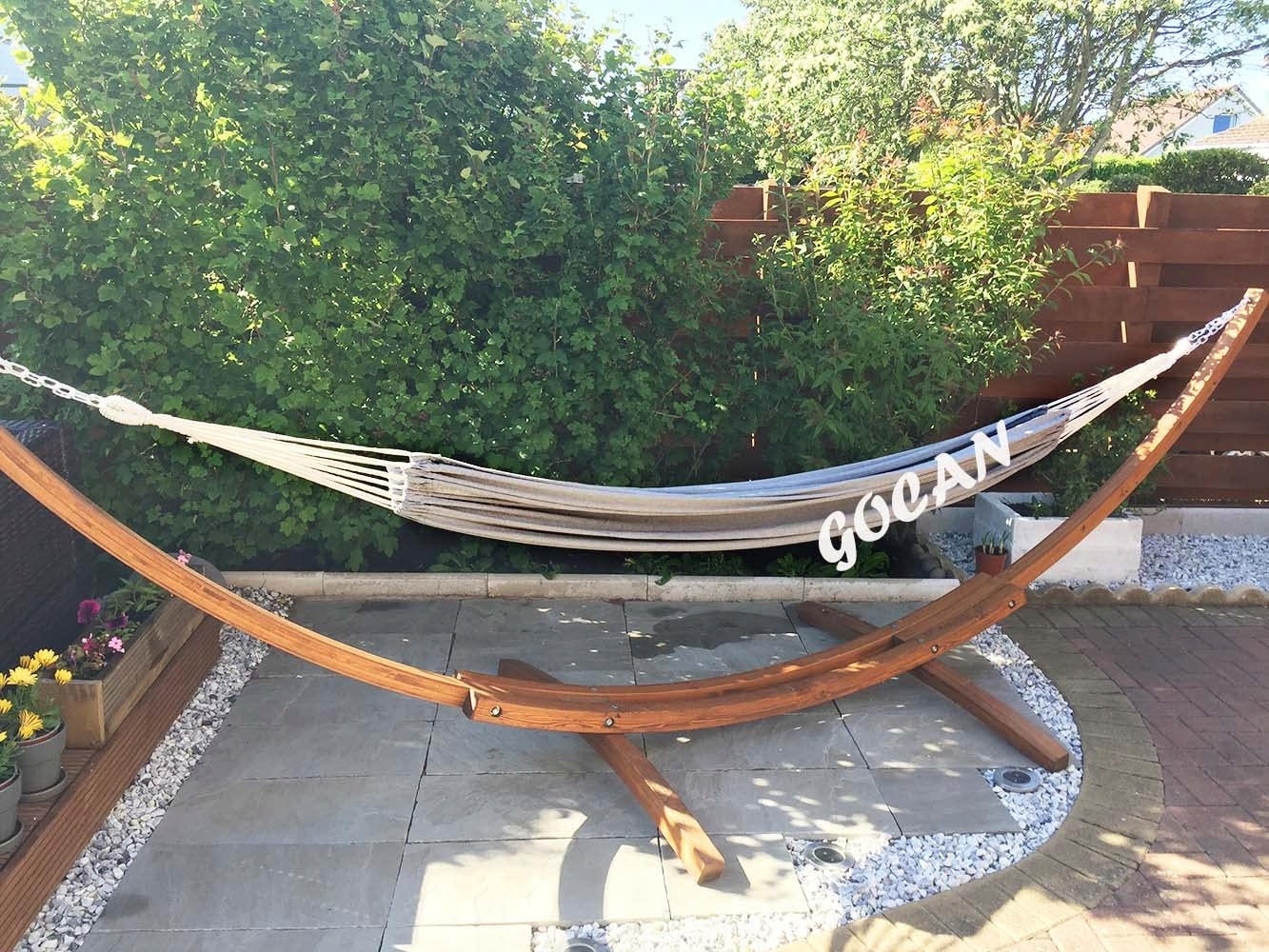 GOCAN Hamak Dwuosobowy 220x150cm 300kg Bawełna Na Zewnątrz Ogród Balkon — miniatura 6