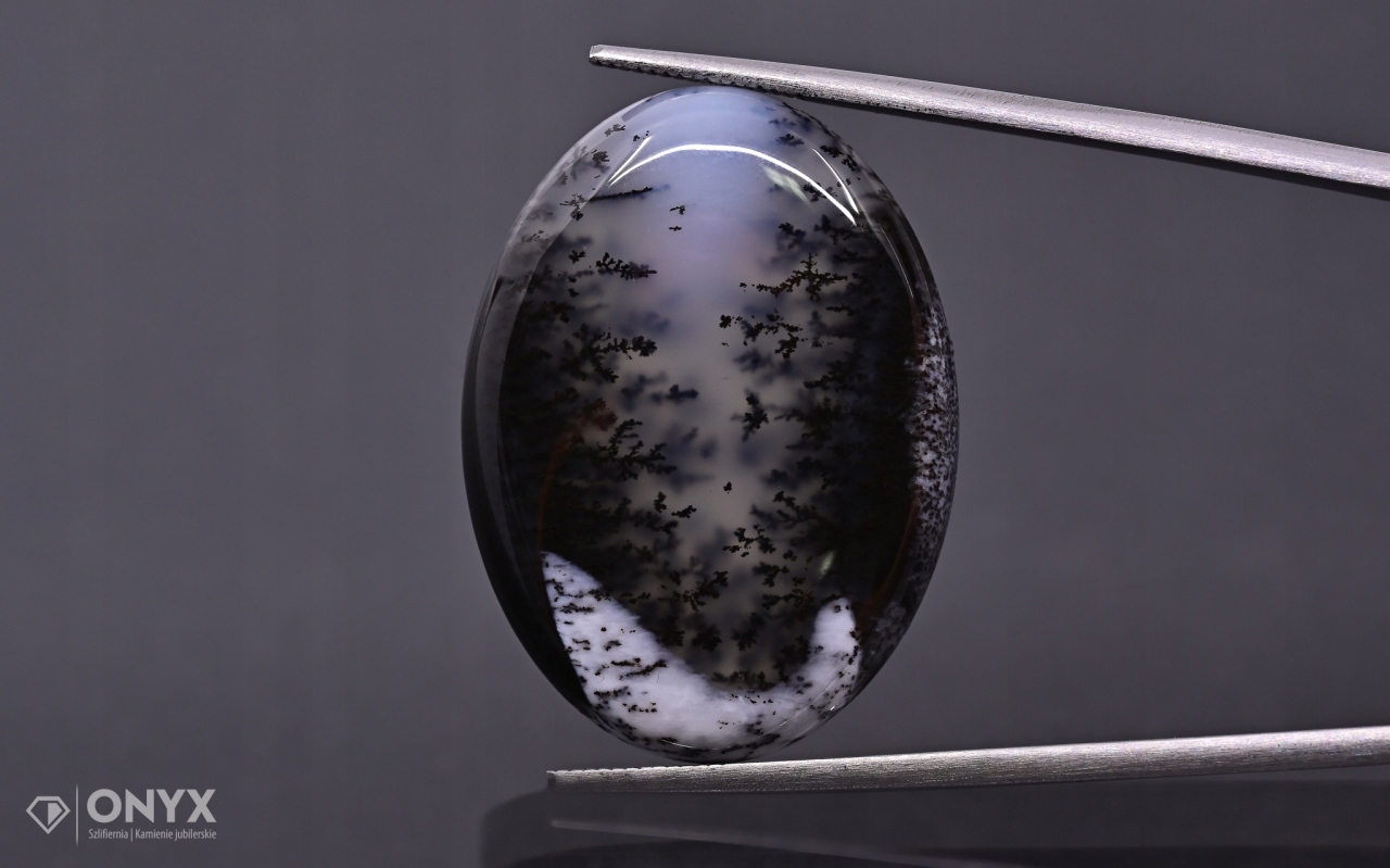 Dendritový achát z Turecka kabošon ovál 30x22 mm