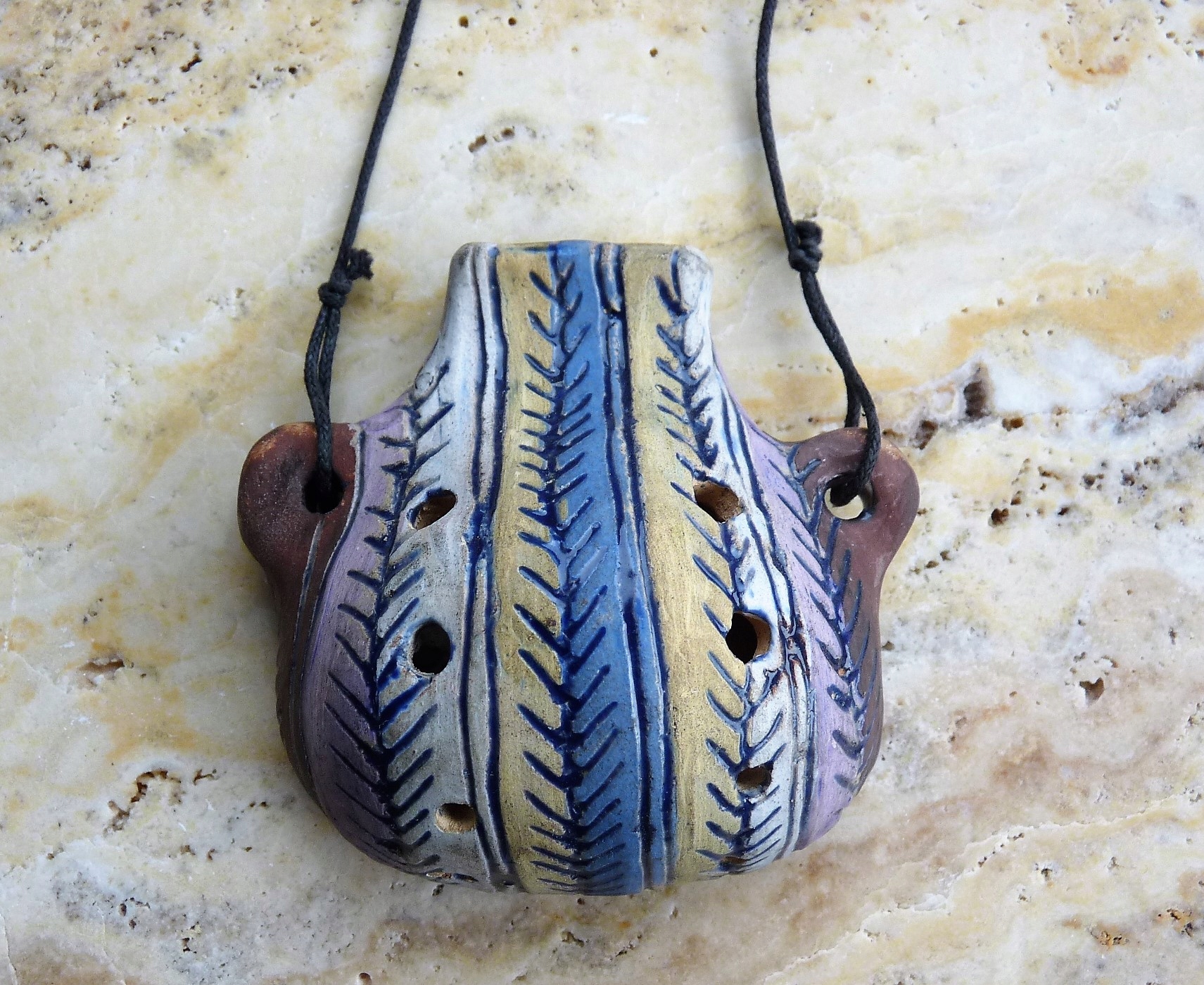 Visačka keramika unikát Okarína Huculská Velká Oboustranná Hudební Talisman