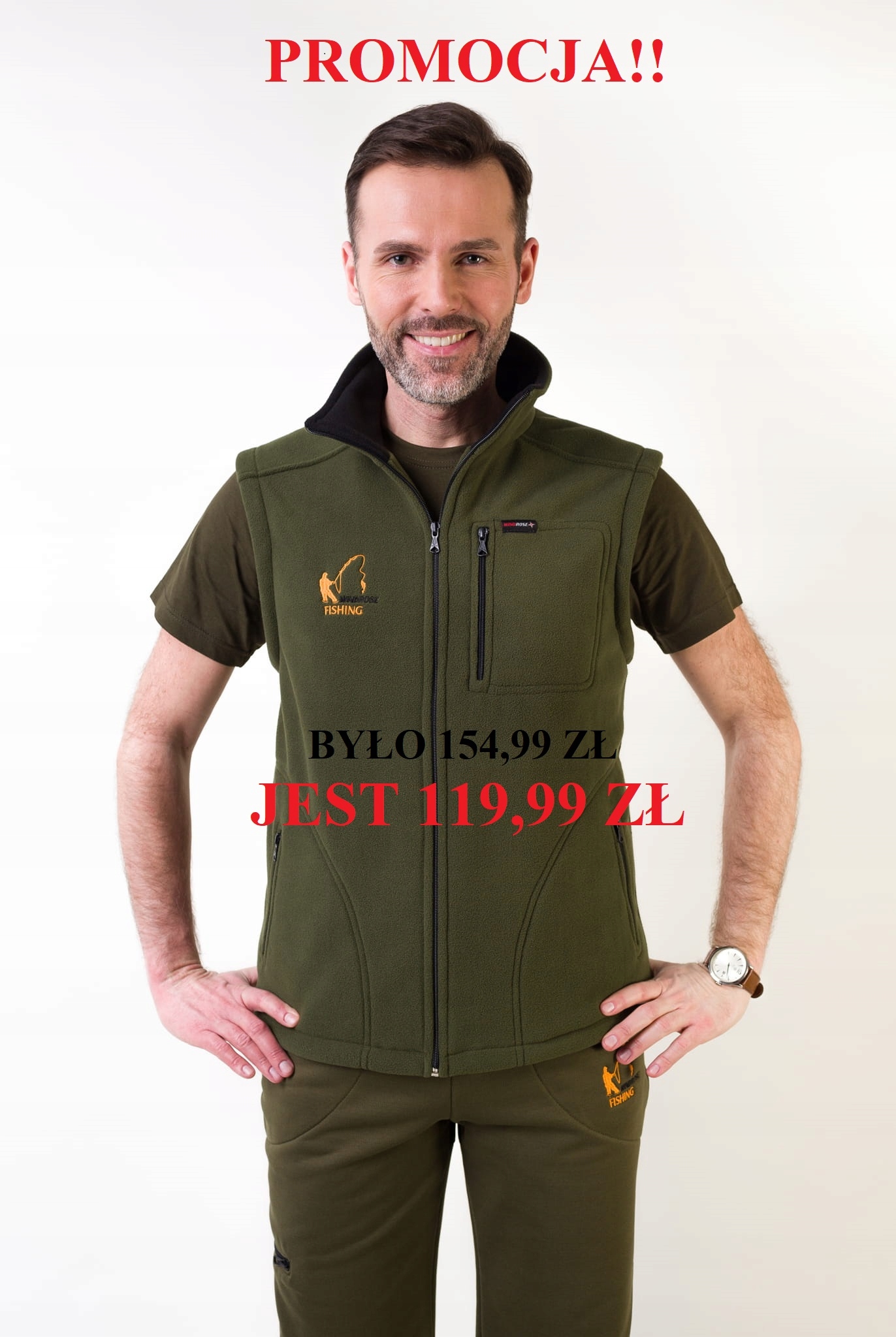 Rybářská Vesta Z Fleecu Fishing Polská! 5XL