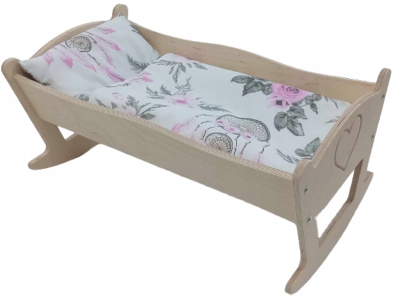 KOŁYSKA DLA LALEK DUŻA GRAWER. POŚCIEL BAWEŁNIANA
