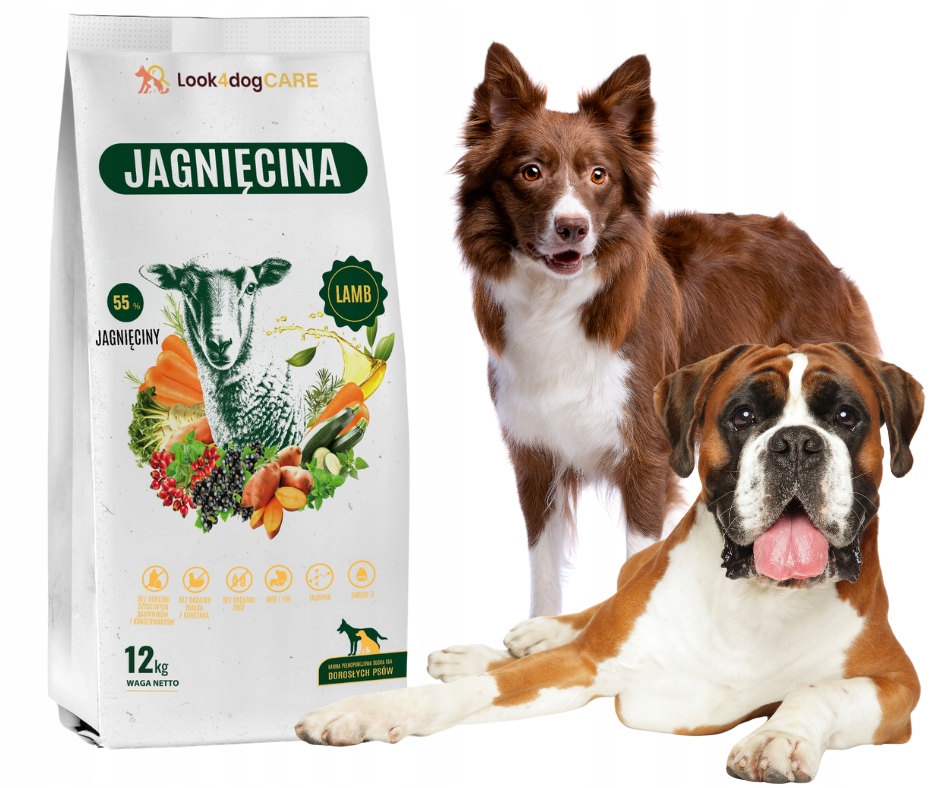 Suché krmivo Look4dog Care lahodné jehněčí 12 kg