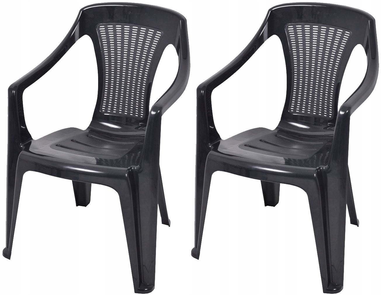 2x GRAFITOWE BRYLANT OGRODOWE PLASTIKOWE KRZESŁO