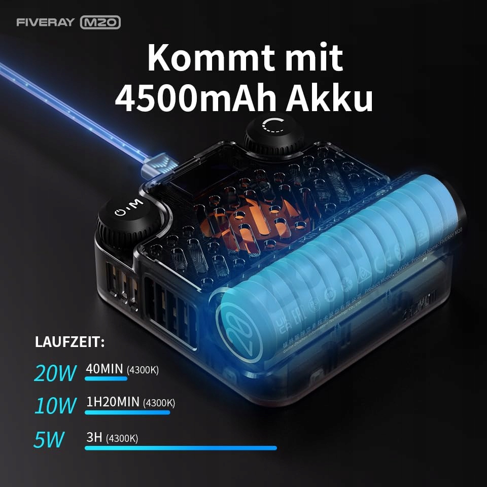 ZHIYUN Fiveray M20 Lampa LED Bi-Color 20W Magnetyczna Przenośna — miniatura 4