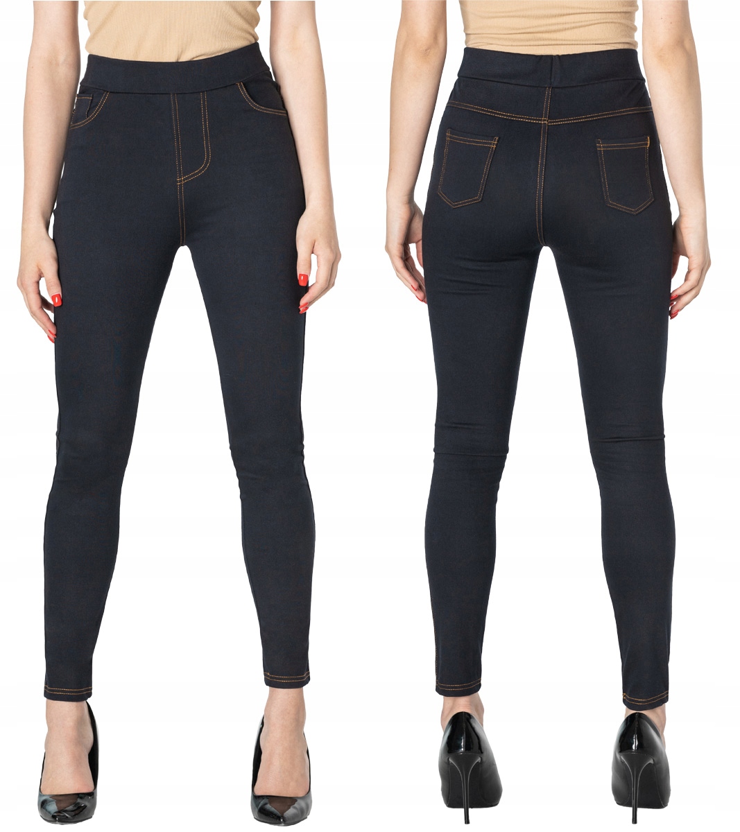 

Spodnie Damskie Legginsy Jegginsy Rurki 1016-2 r L