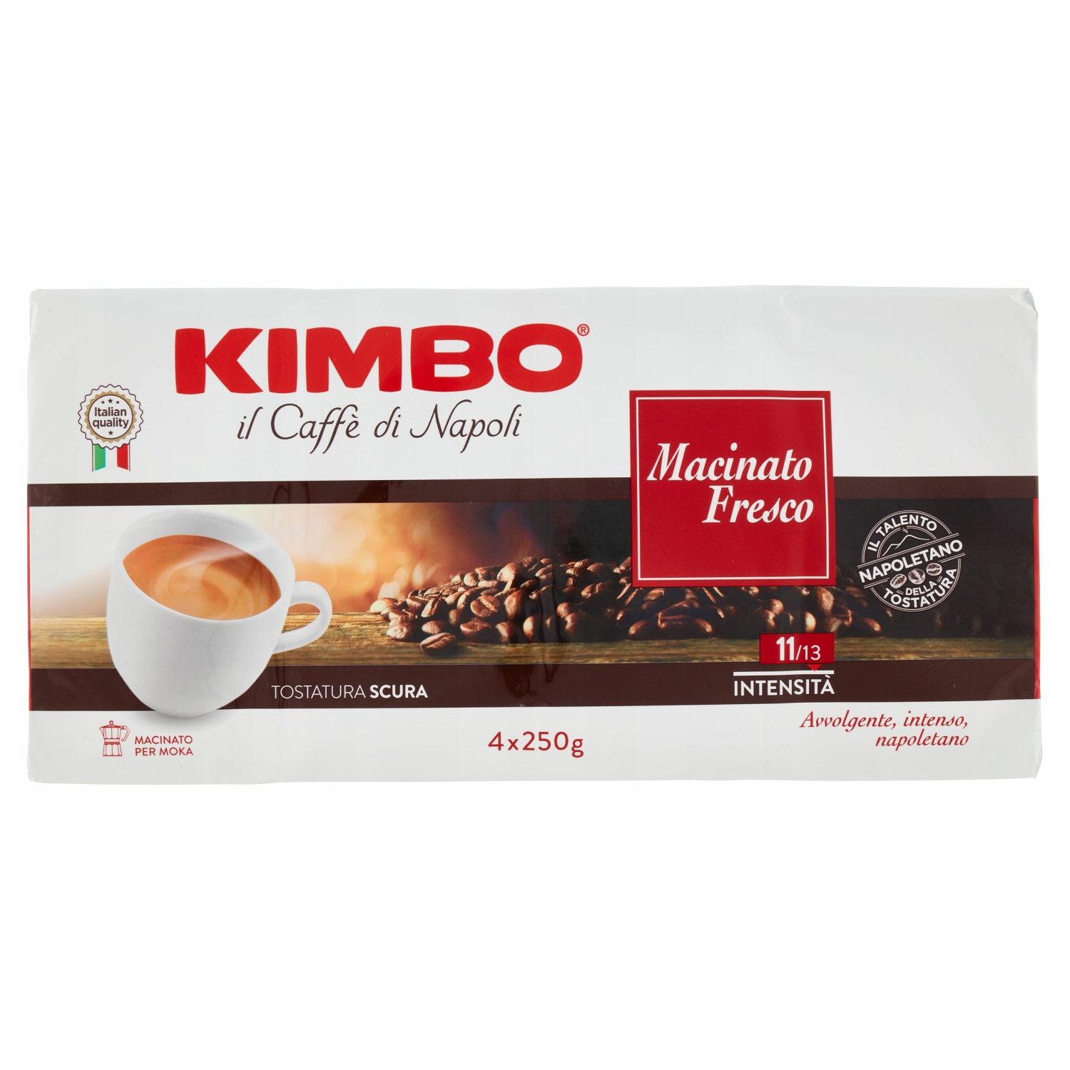 Levně Italská mletá káva Kimbo Macinato Fresco 4×250 g – aromatické espresso