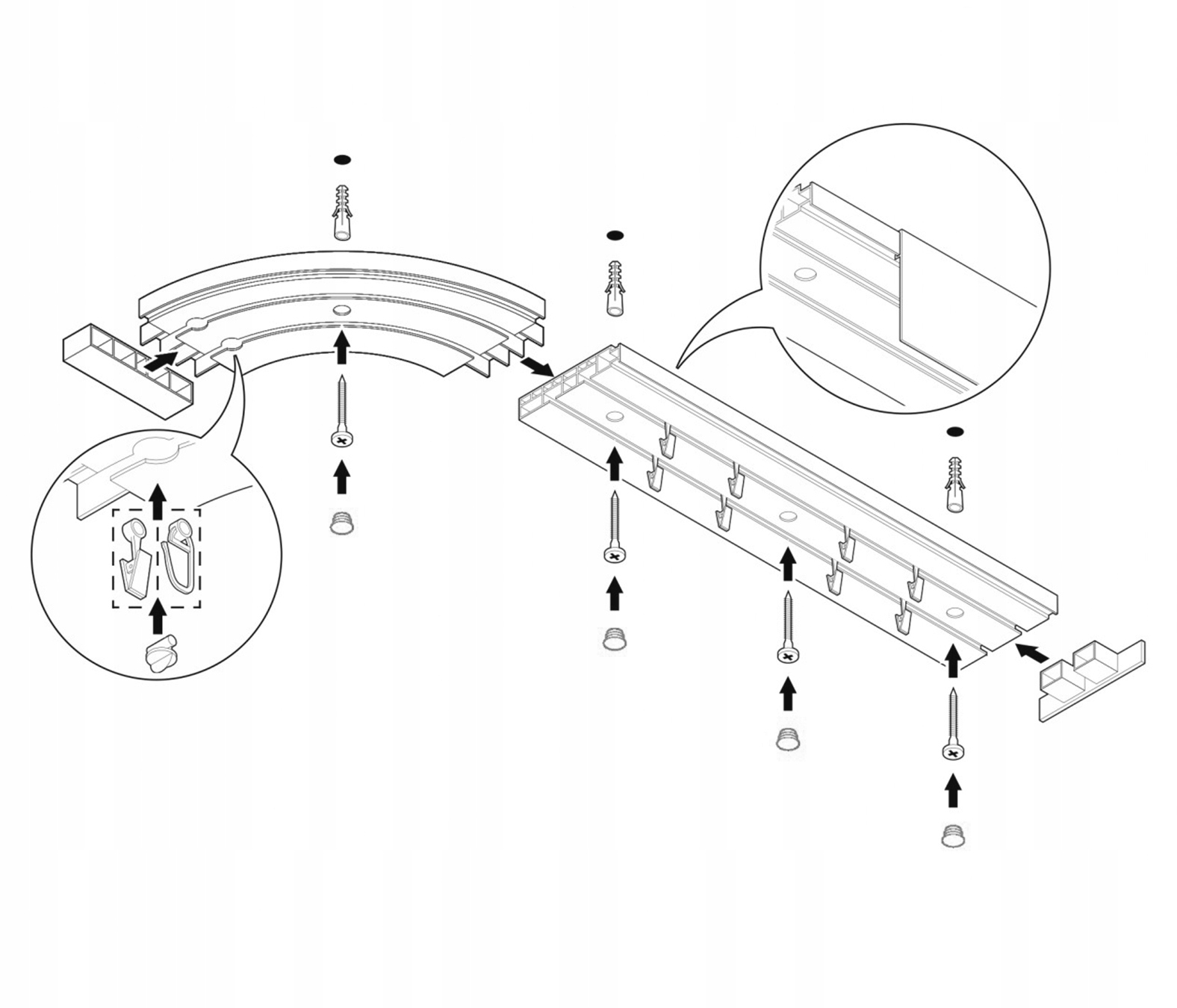 SZYNA KARNISZOWA SUFITOWA potrójna 260 z OSŁONĄ Kod producenta Szyna PCV biała 3