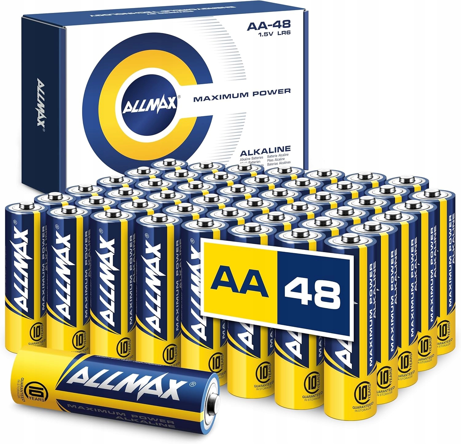Baterie Aa Allmax LR6 alkalické 1,5 V dlouhotrvající, vzduchotěsné, 48 kusů