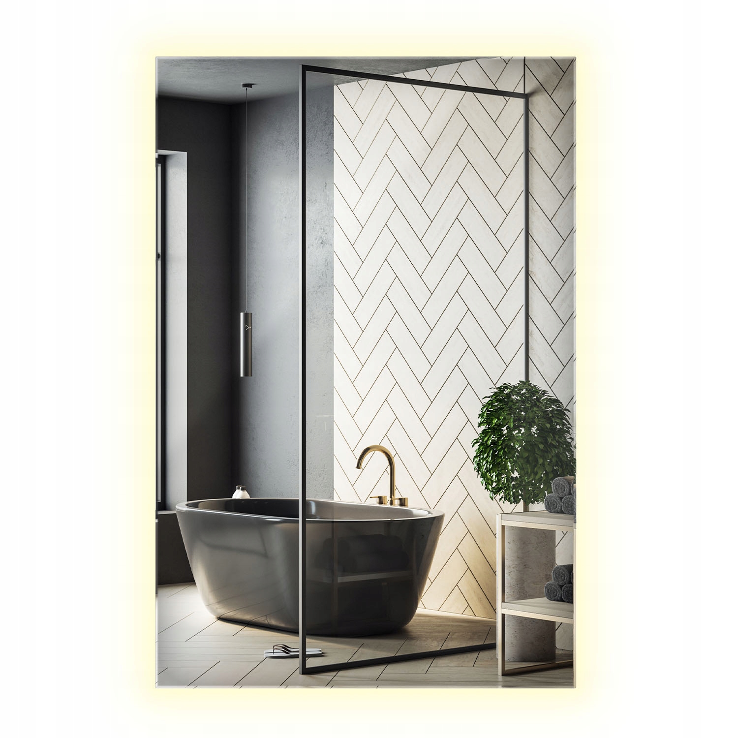 Závesné nástenné Led dekoratívne zrkadlo Moderný Tvar 60x40 cm