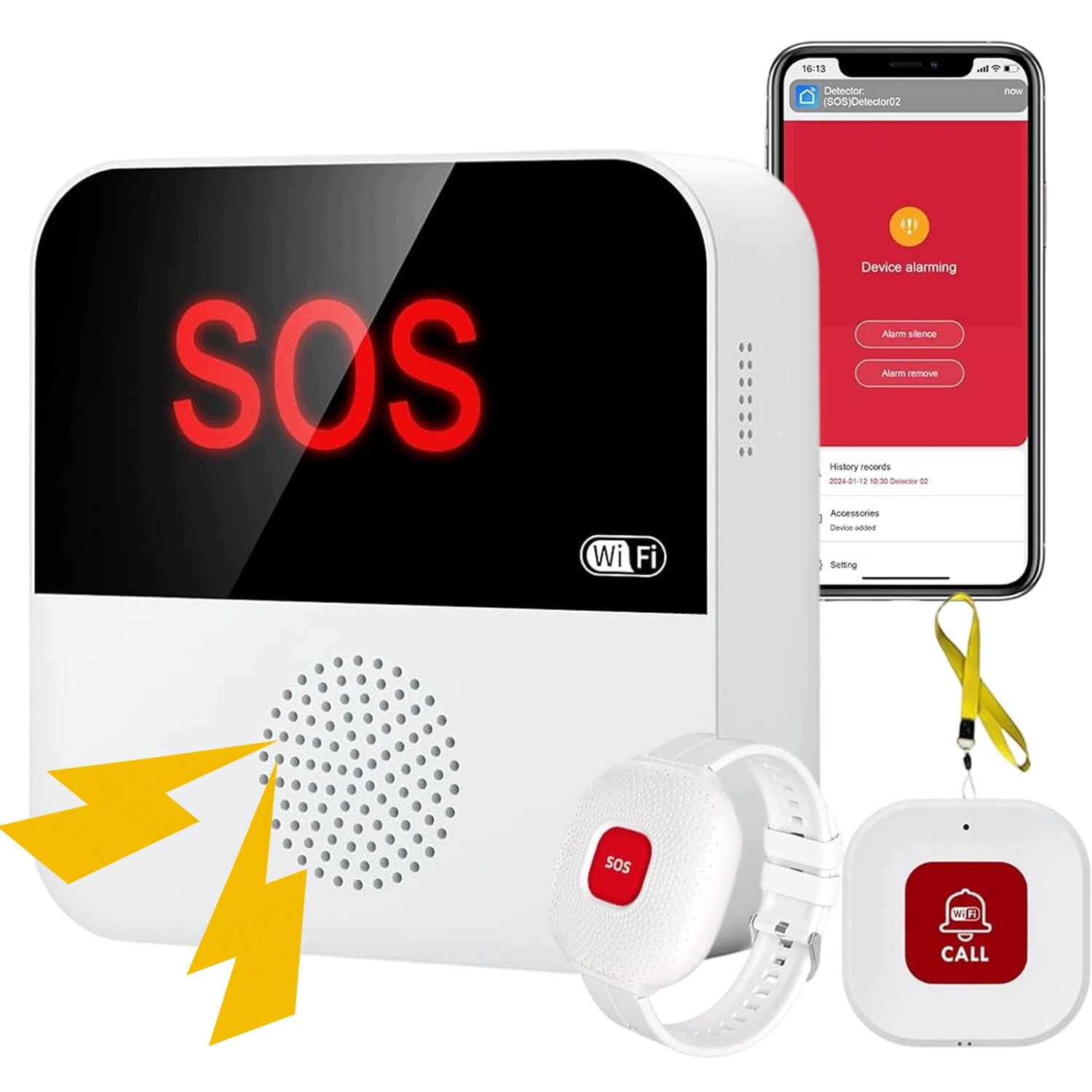 Systém Alarm Sos Wifi Smart Pásek 80 m Dosah 16 Melodií Pro Seniora Dárek