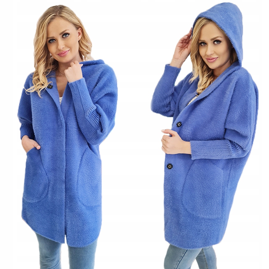 Kabát Alpaka Kapuce Vlna Barvy Oversize Jeans