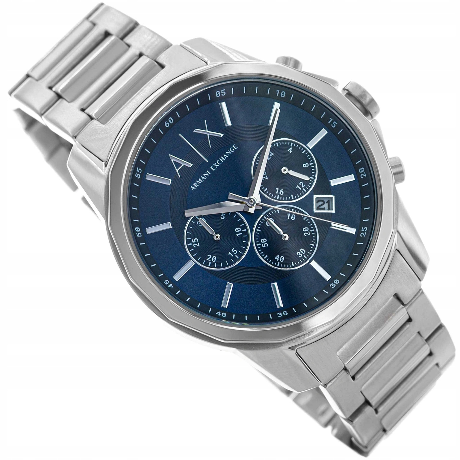 Pánské Hodinky Armani Exchange AX7176SET Banks Stříbrné Náramek Stopky
