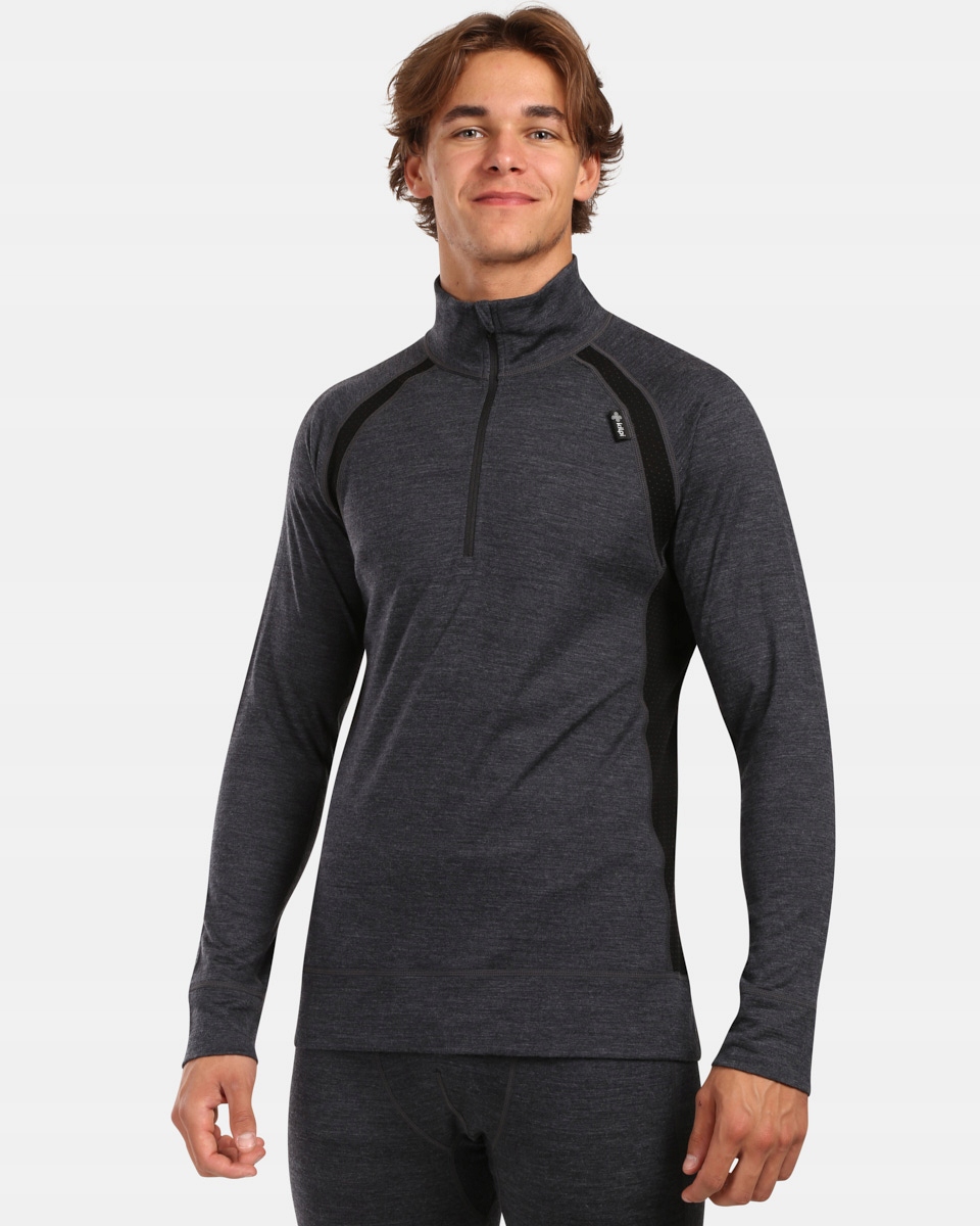 Pánské termo triko s dlouhým rukávem z Merino Wool Kilpi Jager-m černá L