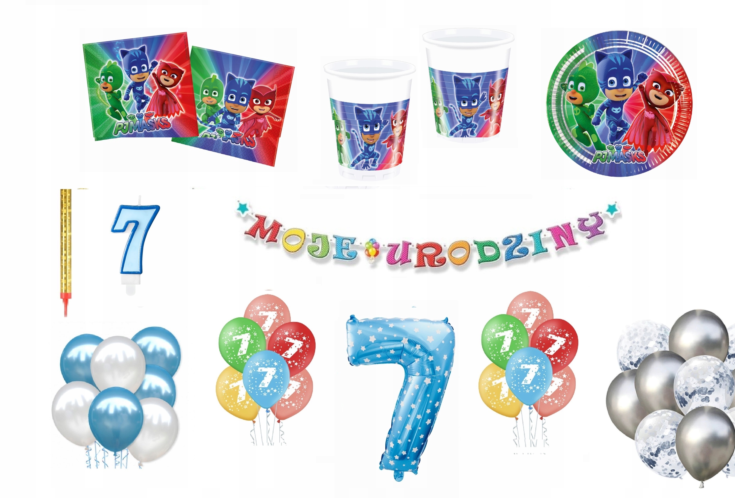 

Zestaw Pj Masks Pidżamersi 7 Urodziny Balony