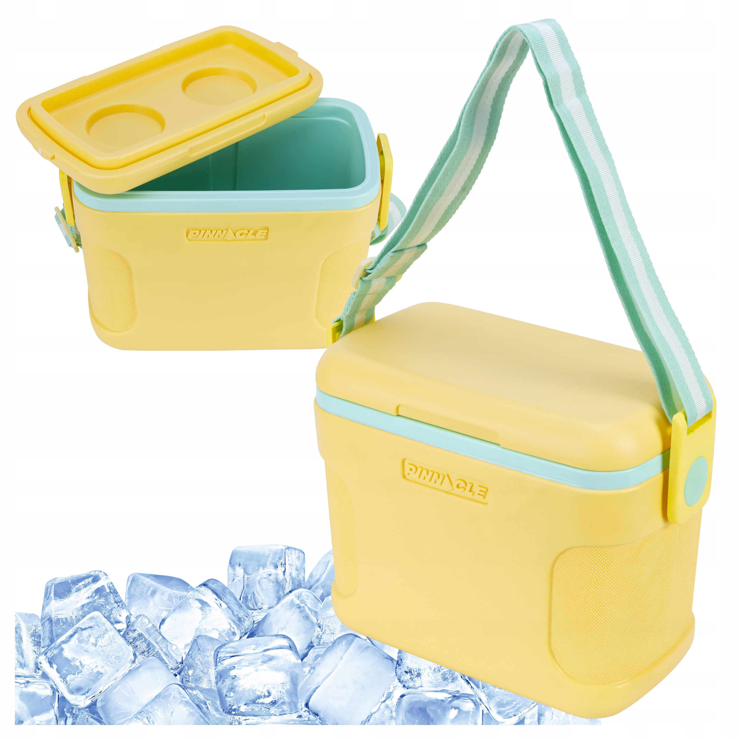 Malá turistická lednička 8 l Žlutá Pinnacle pro piknik na pláži Chladicí Vložka