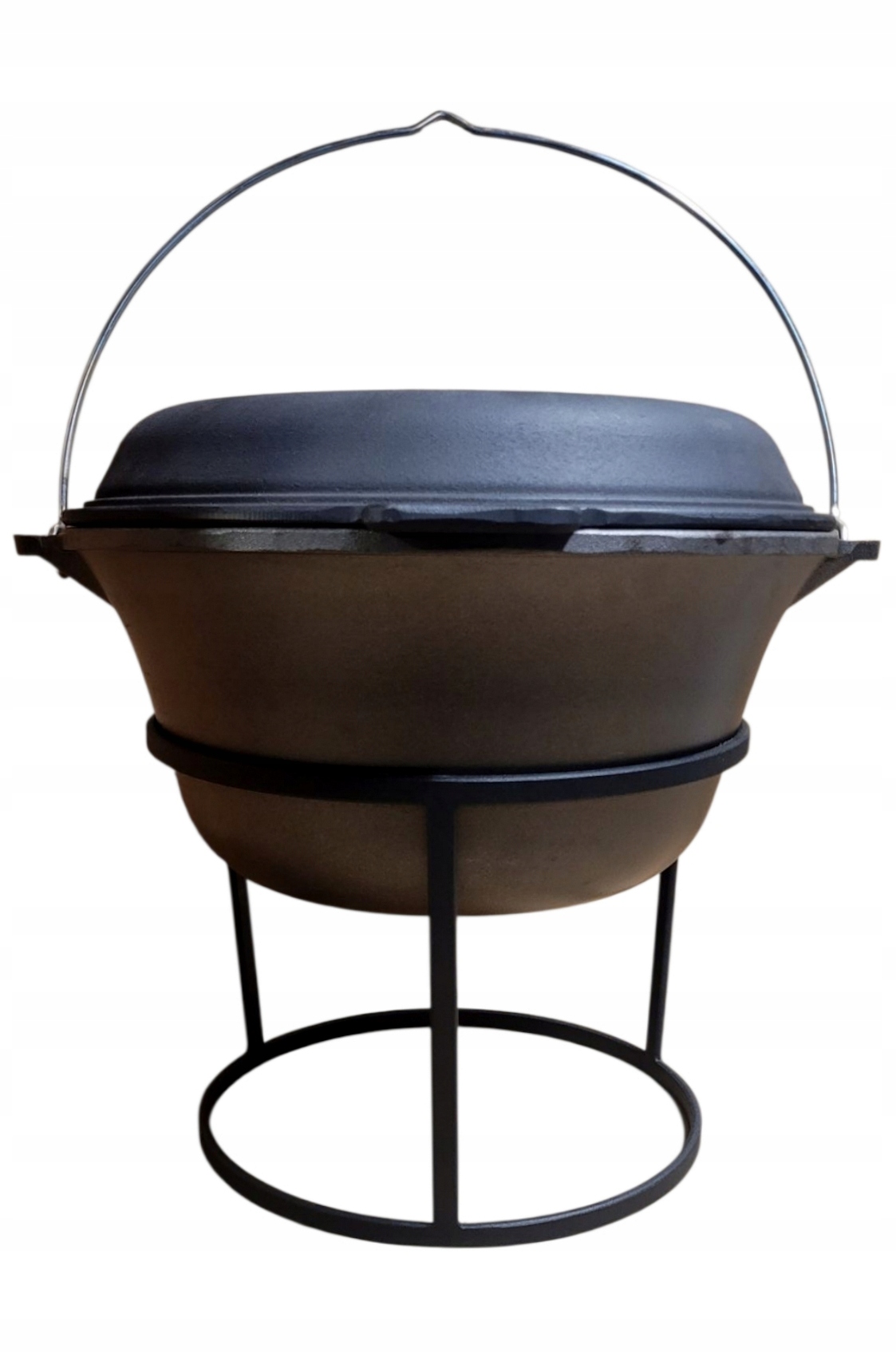 Litinový Kotlík 11 L s víkem 2v1 Litinová pánev stojan na stojan