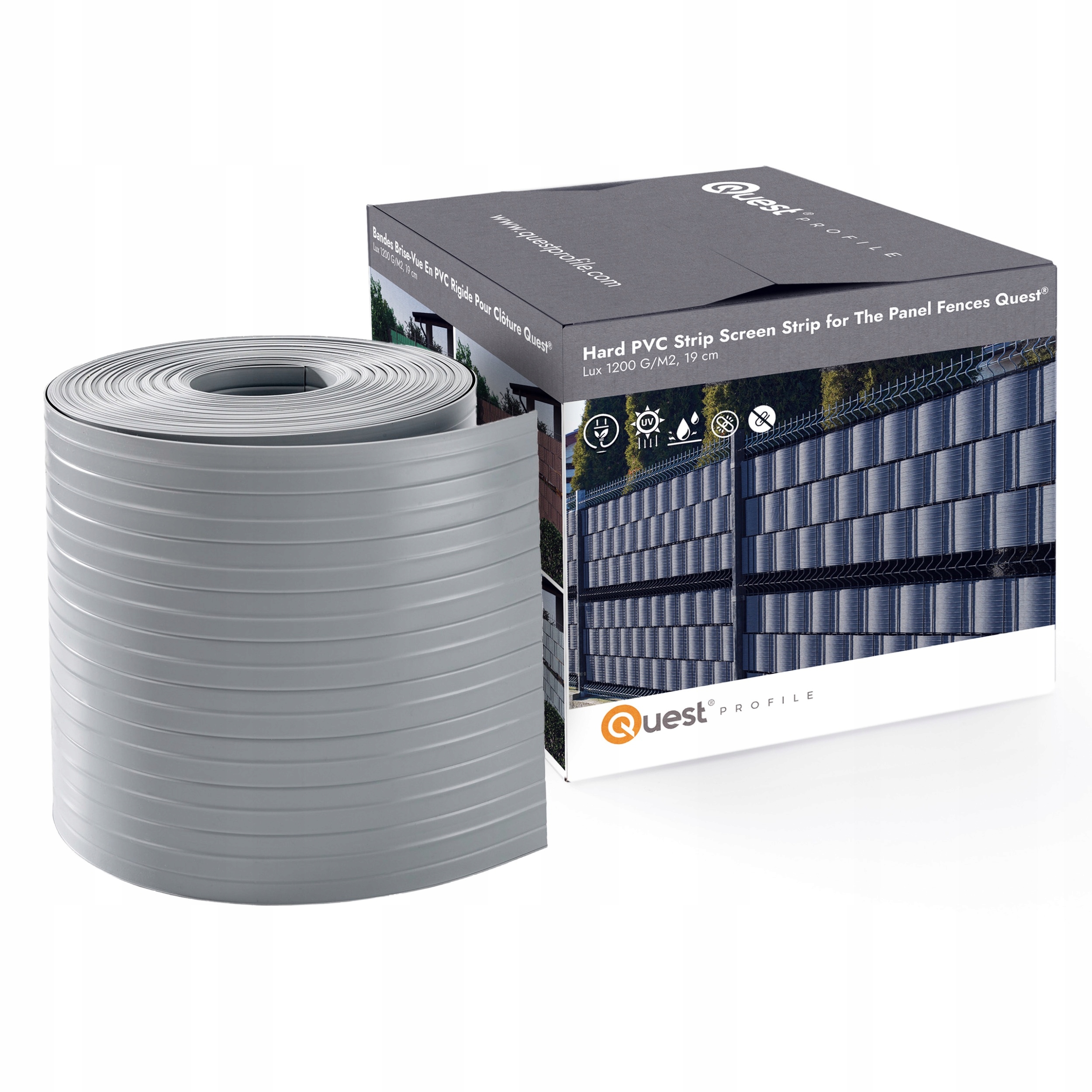 Stínící panelové pásy, kryt na oplocení Silný 900 g/m2, 19 Cm, šedá 26 m