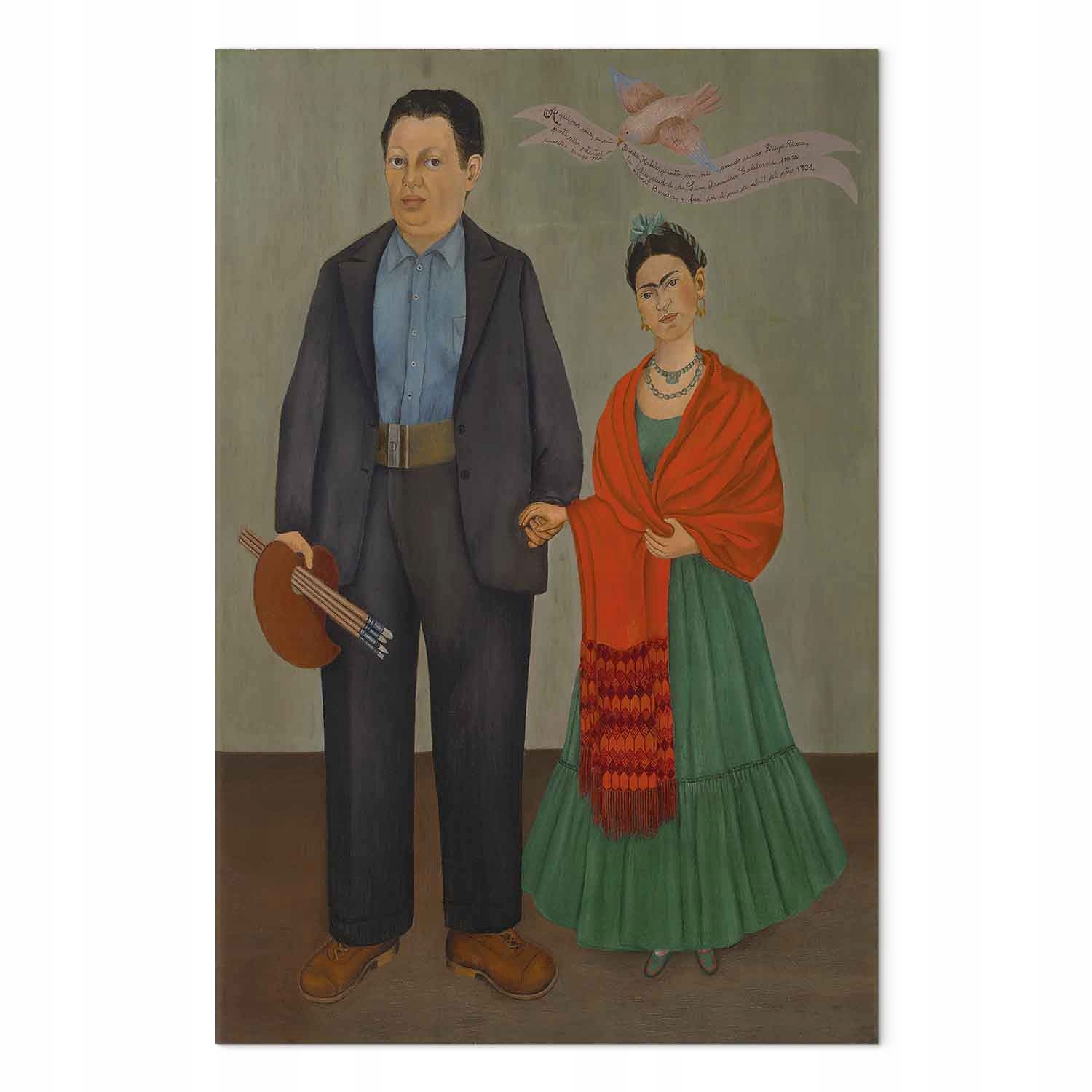 Obraz na plátně na plátně Frida Kahlo Frida a Diego Rivera Portrét 80x120 cm