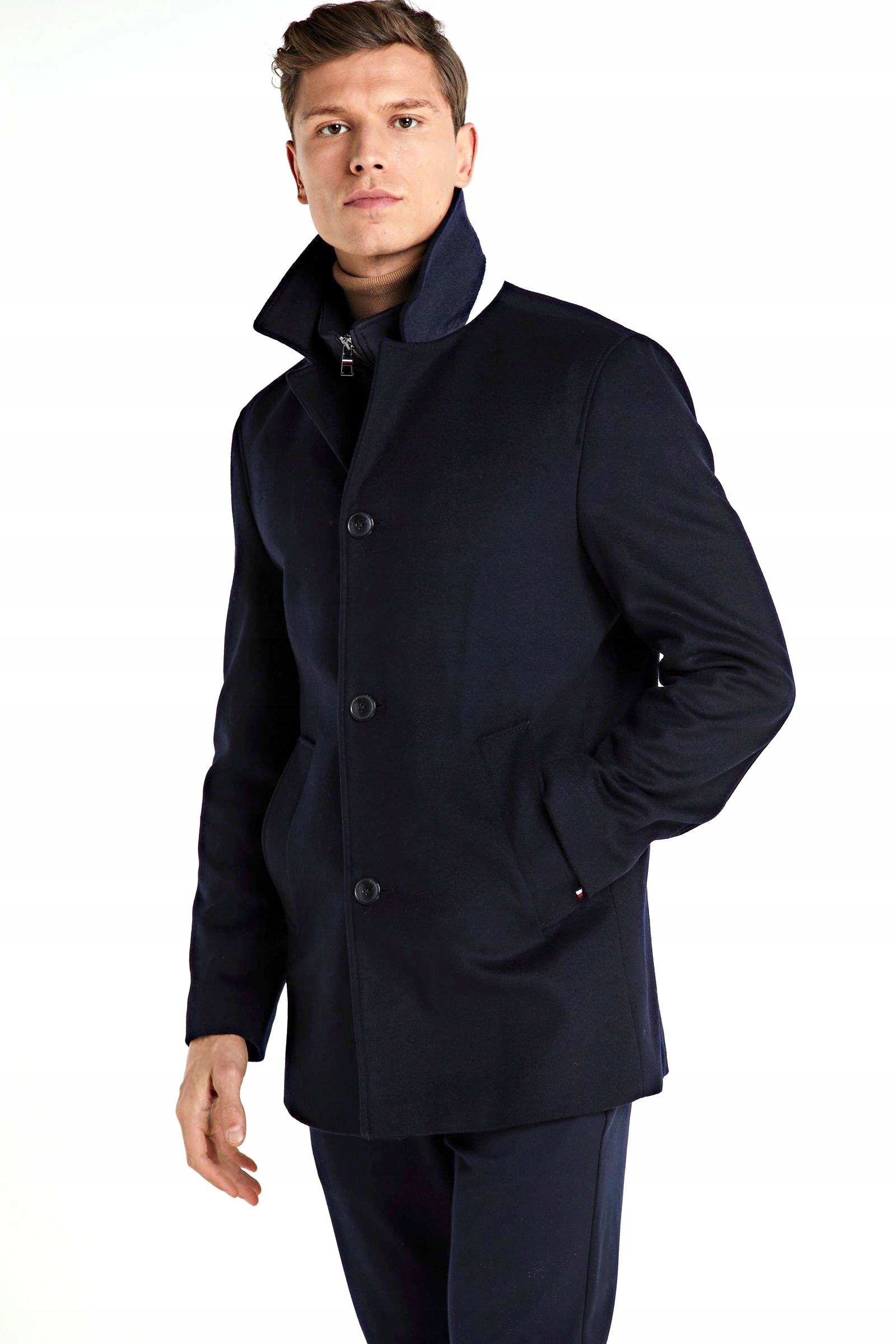 TOMMY HILFIGER TAILORED PŁASZCZ NYLON WOOL 50