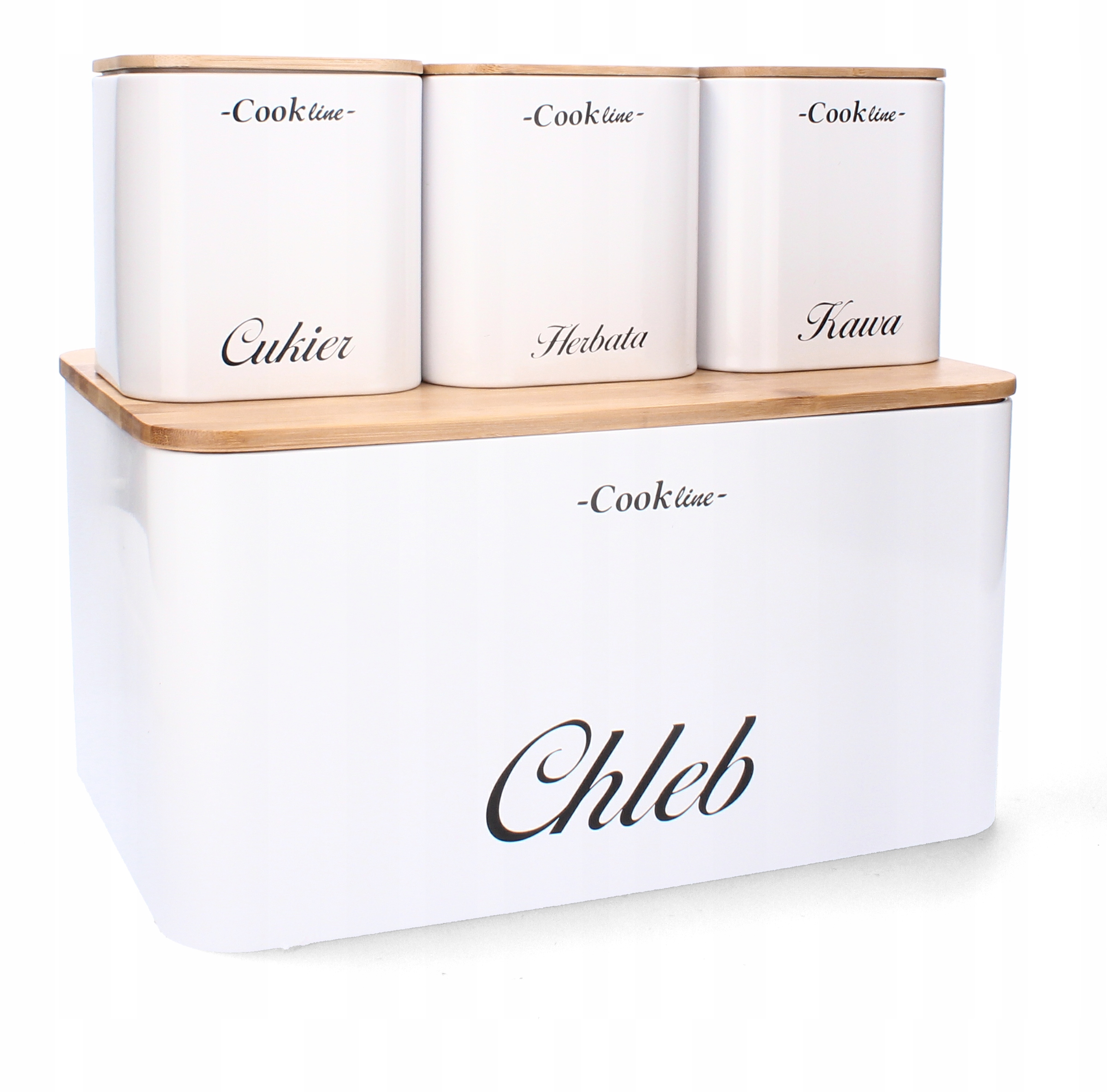 CHLEBAK EMALIOWANY Z POKRYWĄ BAMBUSOWĄ POJEMNIKI Materiał metal