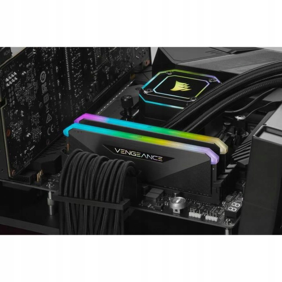 CORSAIR DDR4, 3200MHz 32GB 2x16GB Dimm, 16-20-20-38, XMP 2.0, Vengeance RGB RT Heatspreader, RGB LED, Black PCB, 1.35V, for AMD Ryzen — 7