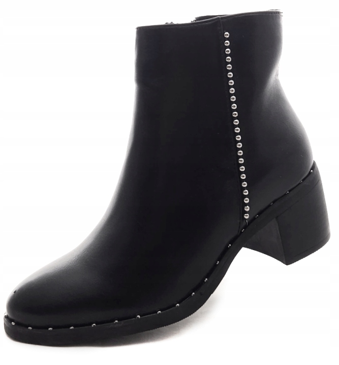 Elegantní kotníkové boty dámské lícové Černé NC268