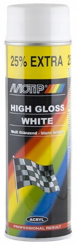 

Lakier akrylowy spray Biały Połysk 500ml Motip