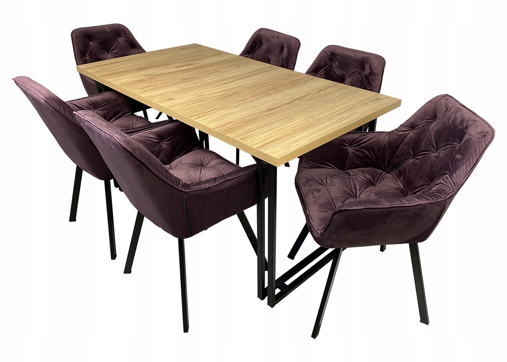 MEGA ZESTAW stół 80x150/190+6 krzeseł LOFT INDUST