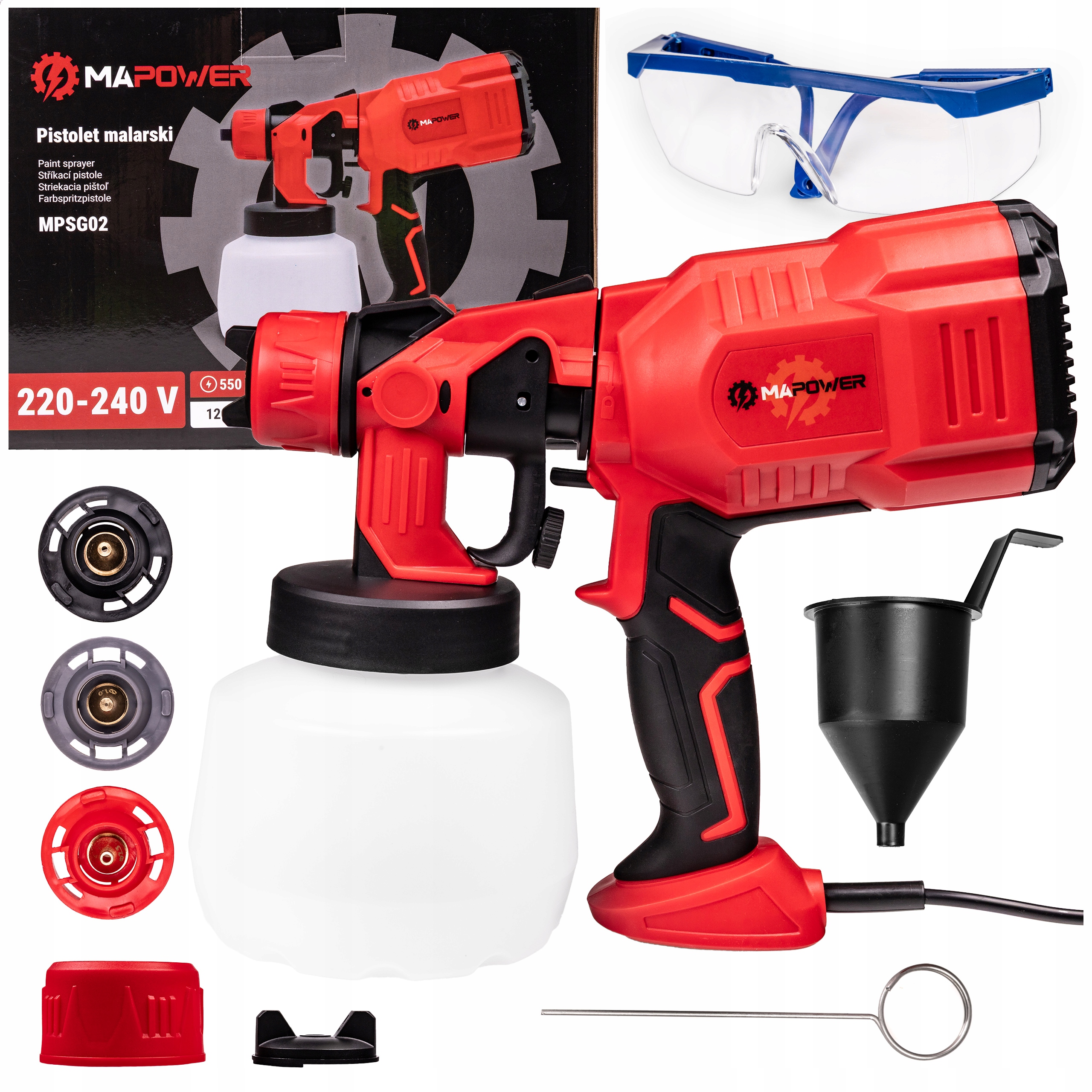 Pistole Na Malování Stěn Malířský Agregát 3 Trysky 550 W 80 Din Mapower