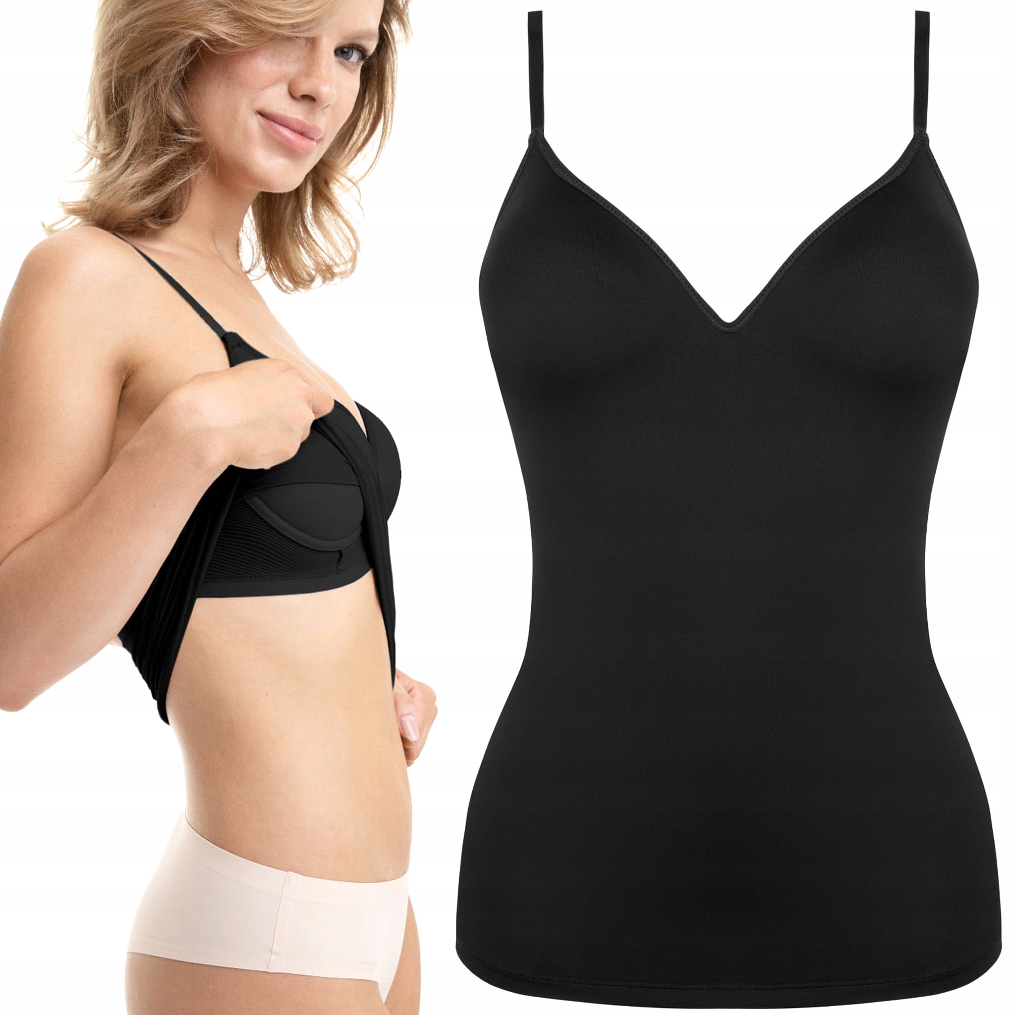 Dámský top 2v1 Julimex Bezešvá podprsenka s tričkem na ramínkách L